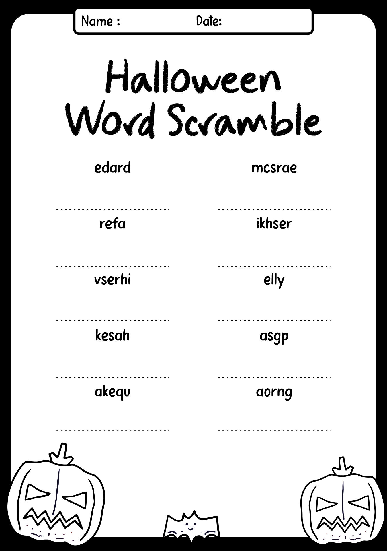 Interactive Halloween Word Scramble for Children