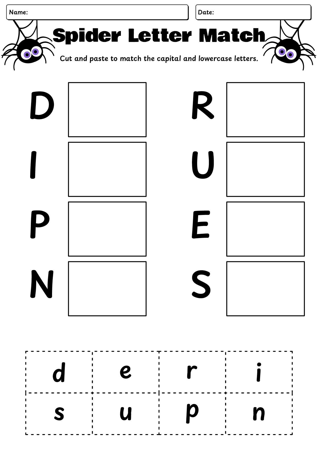 Kindergarten Halloween Letter Cutting Worksheet