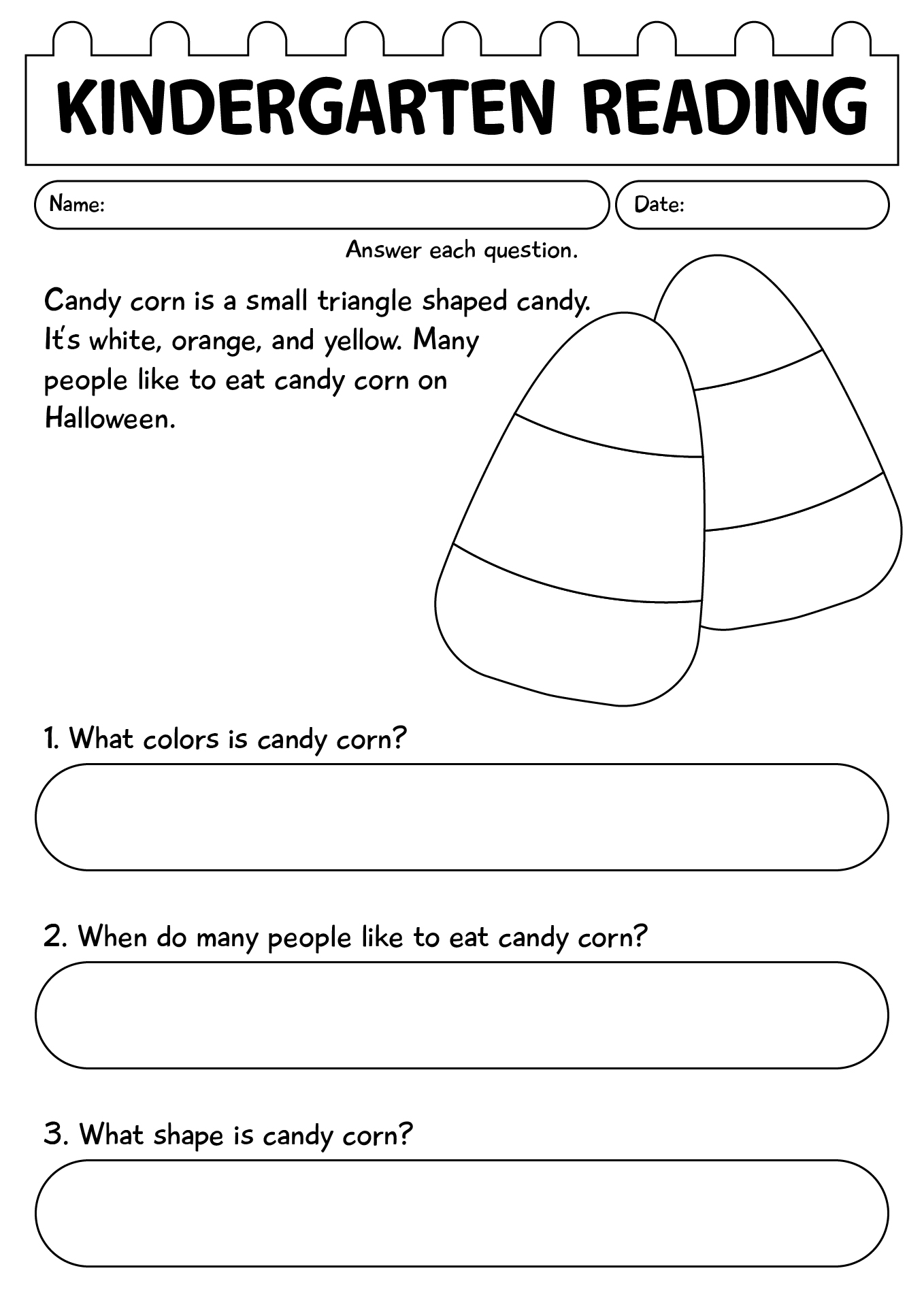 Kindergarten Reading Comprehension Worksheet