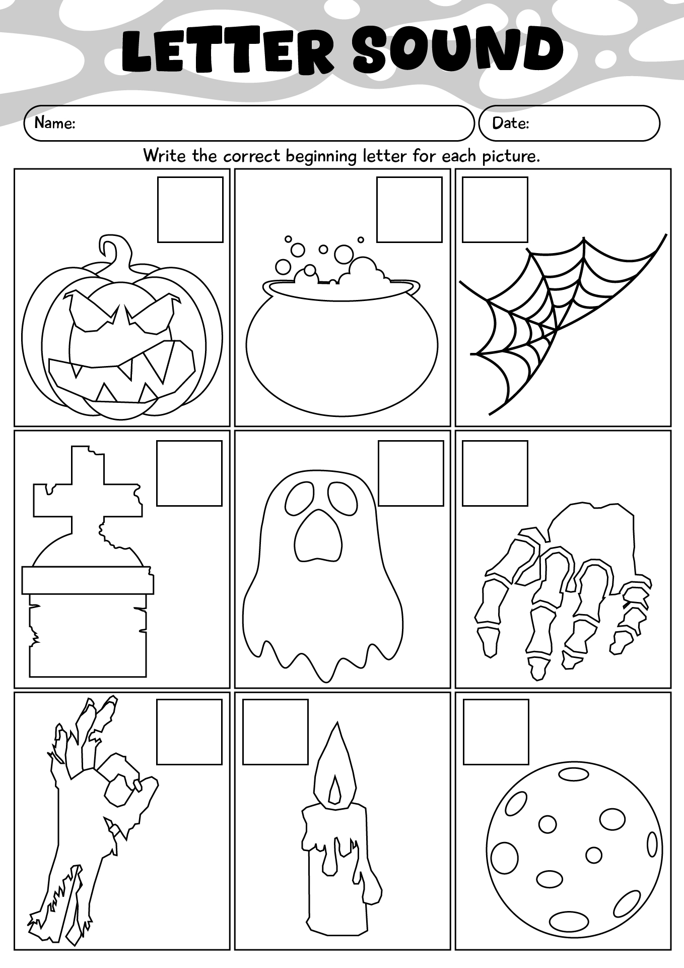 Letter Sounds Practice Halloween Worksheet