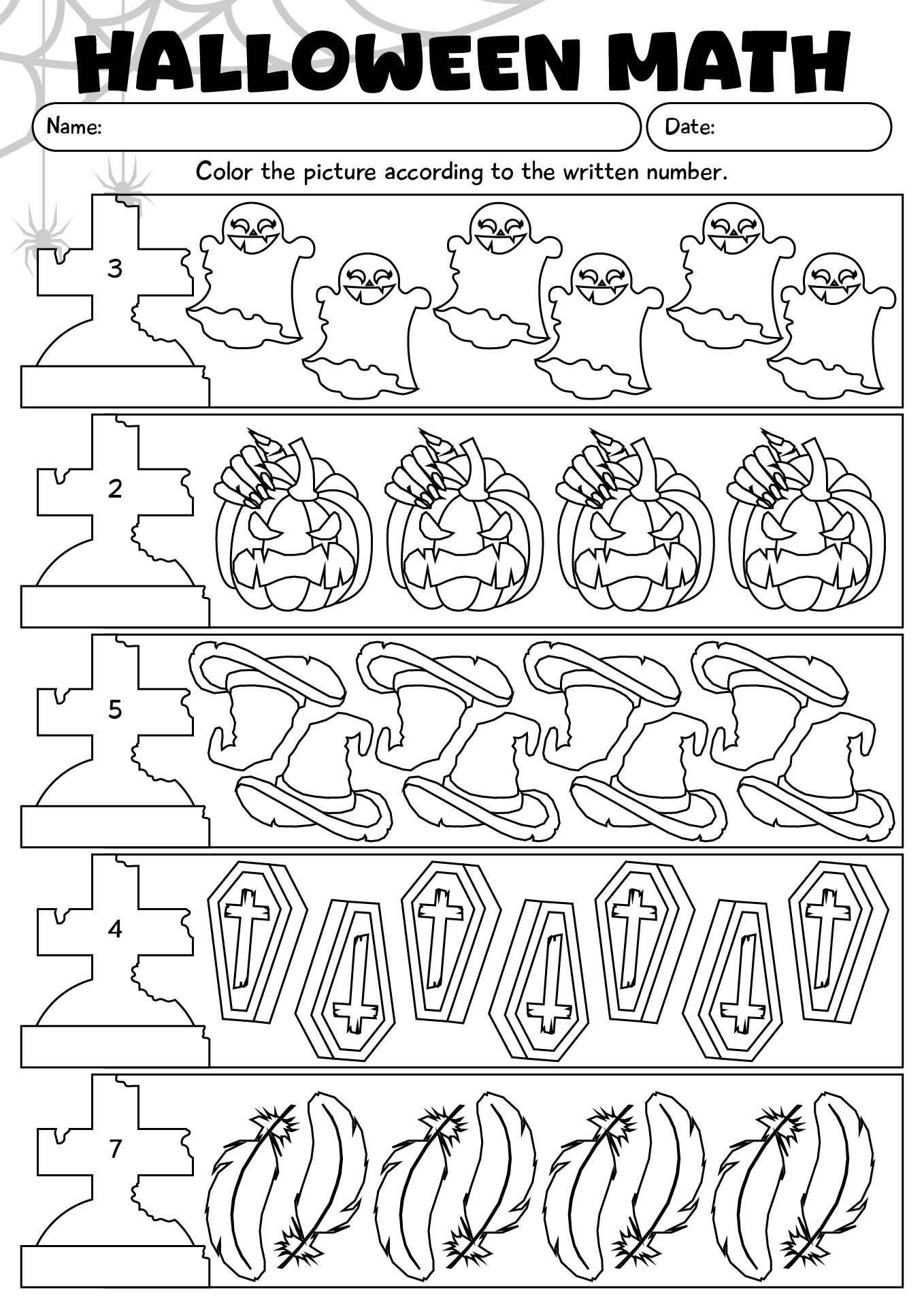 Math Halloween Worksheet For First Grade Students