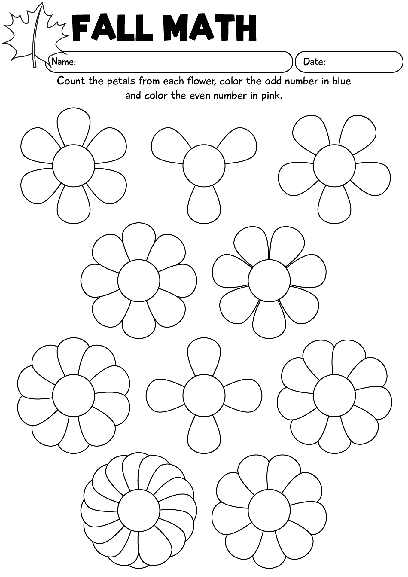 Math Worksheet With Fall Theme For Students