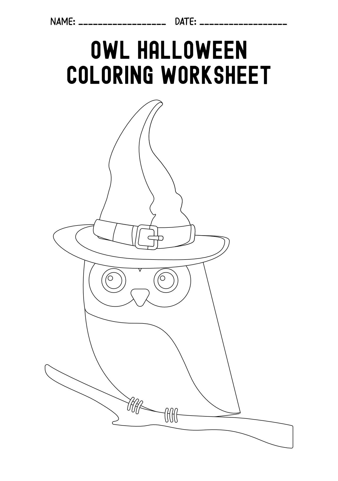 Owl Coloring Halloween Worksheet for Children