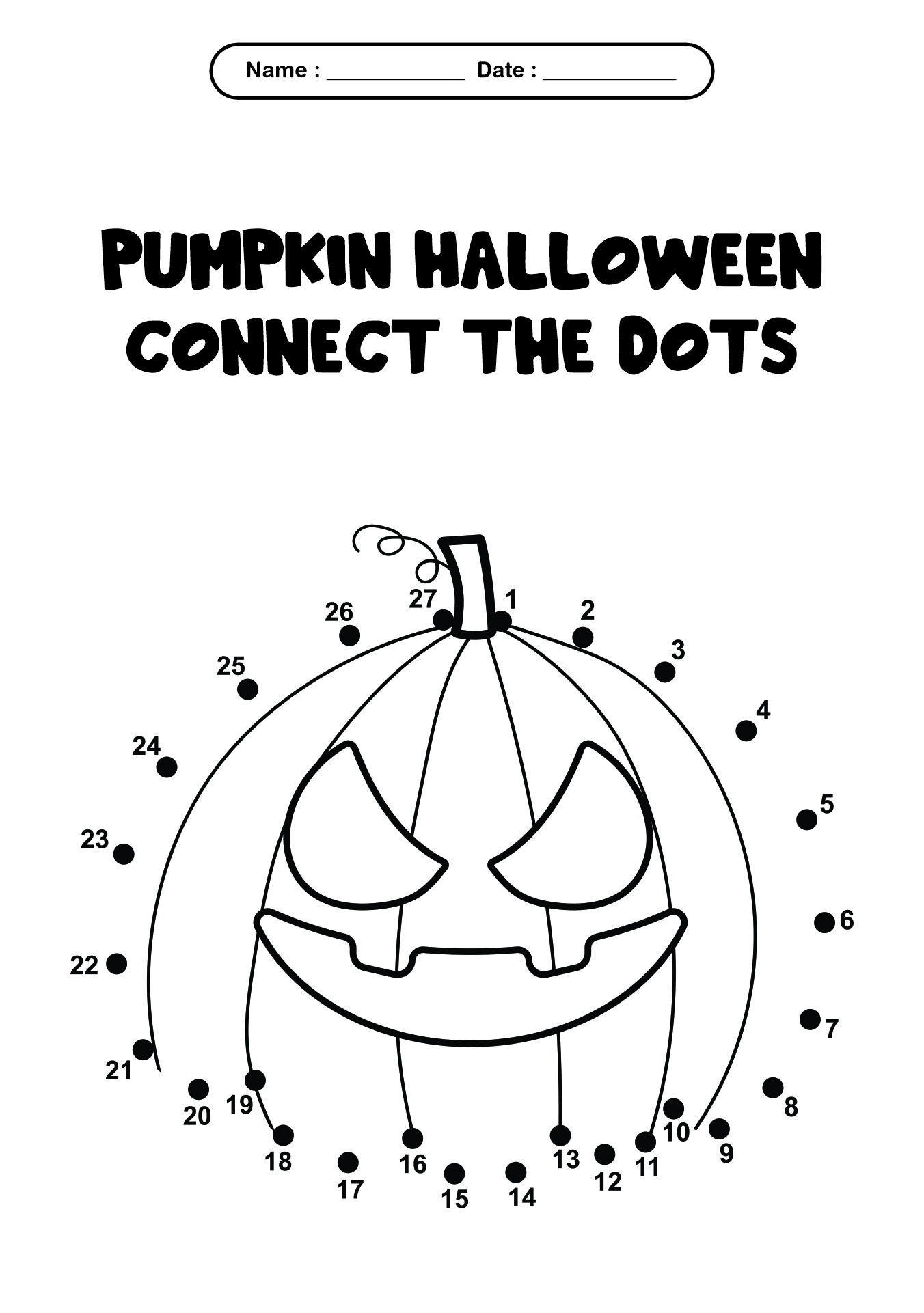 Preschool Halloween Connect the Dots Activity Sheets