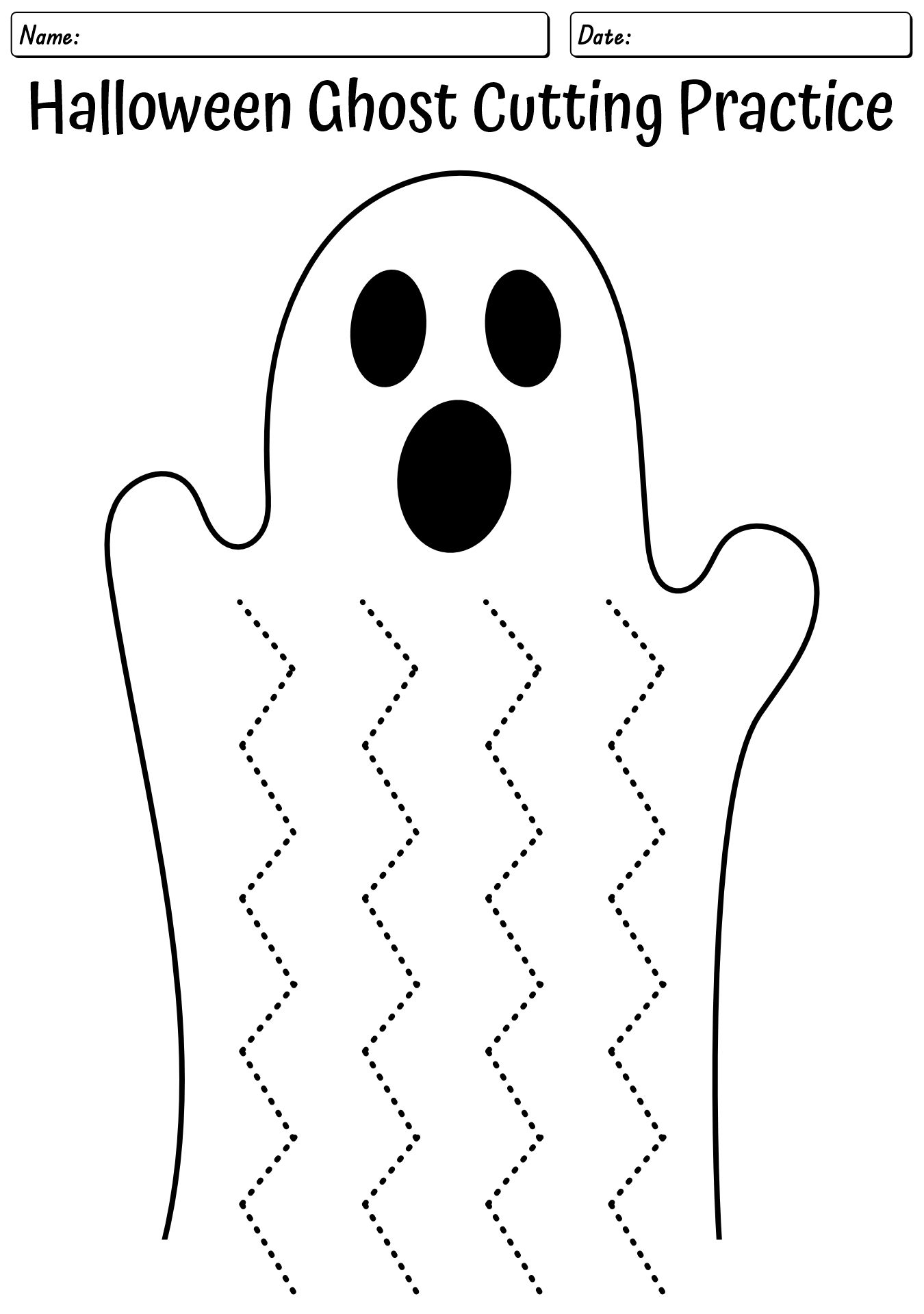 Preschool Halloween Ghost Cutting Worksheet