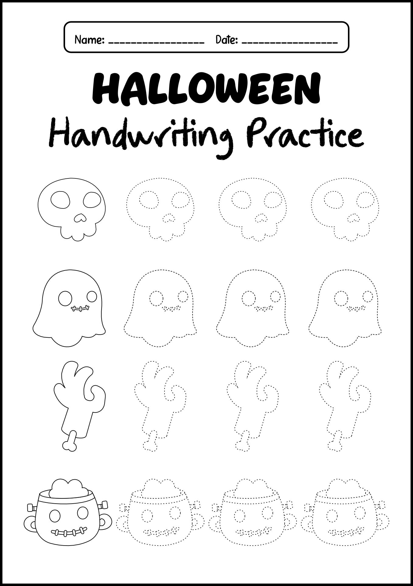 Preschool Halloween Handwriting Activities
