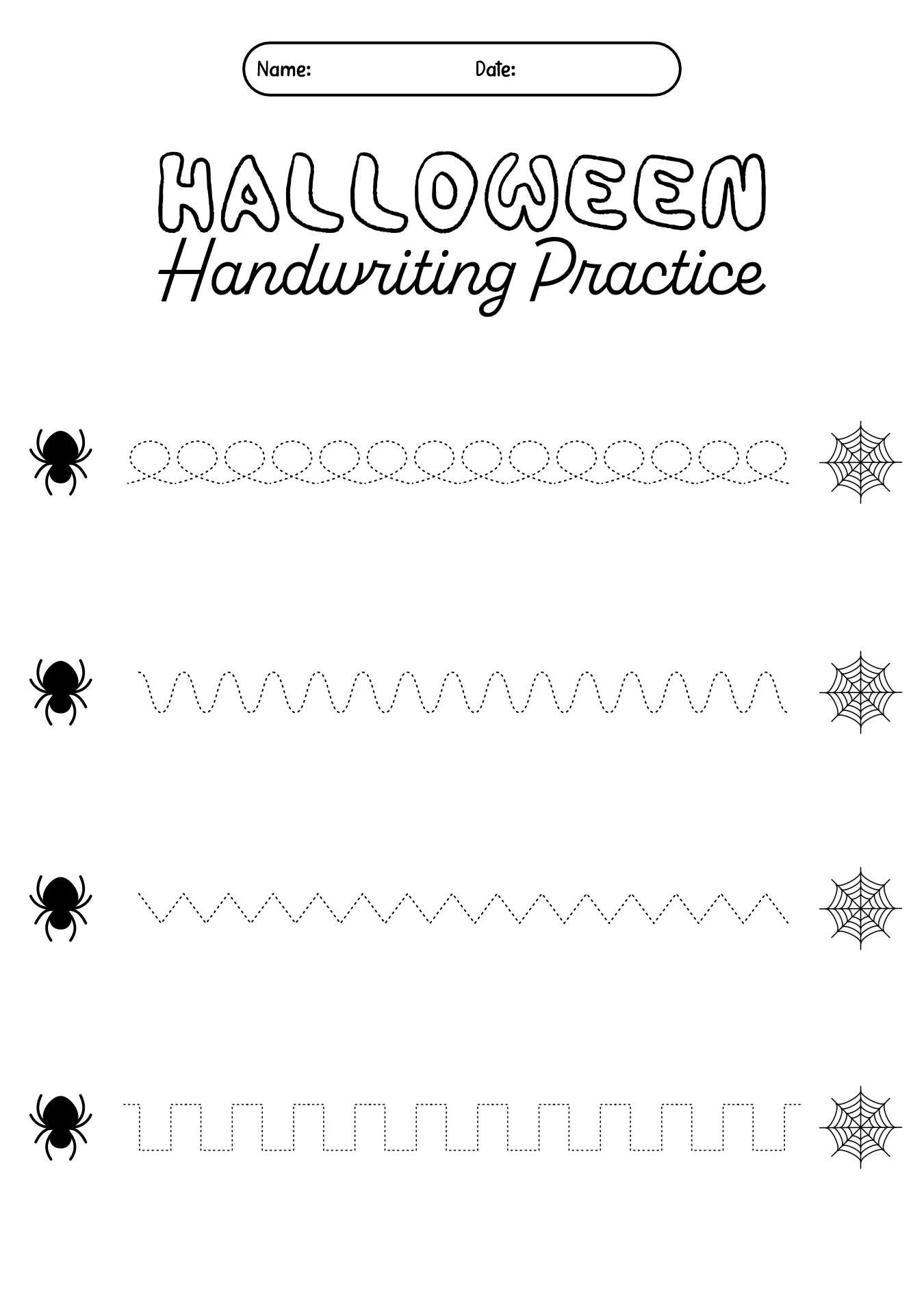 Preschool Halloween Handwriting Printable Sheets