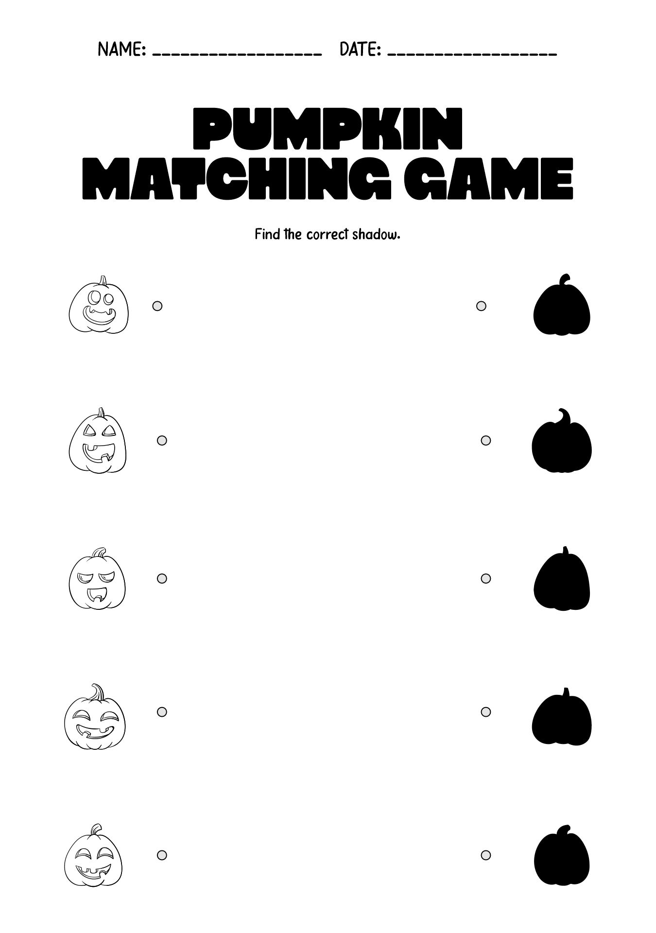 Preschoolers Pumpkin Matching Games