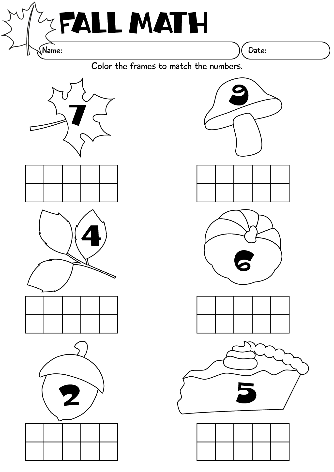Printable Fall Season Math Worksheet For 1st Grade