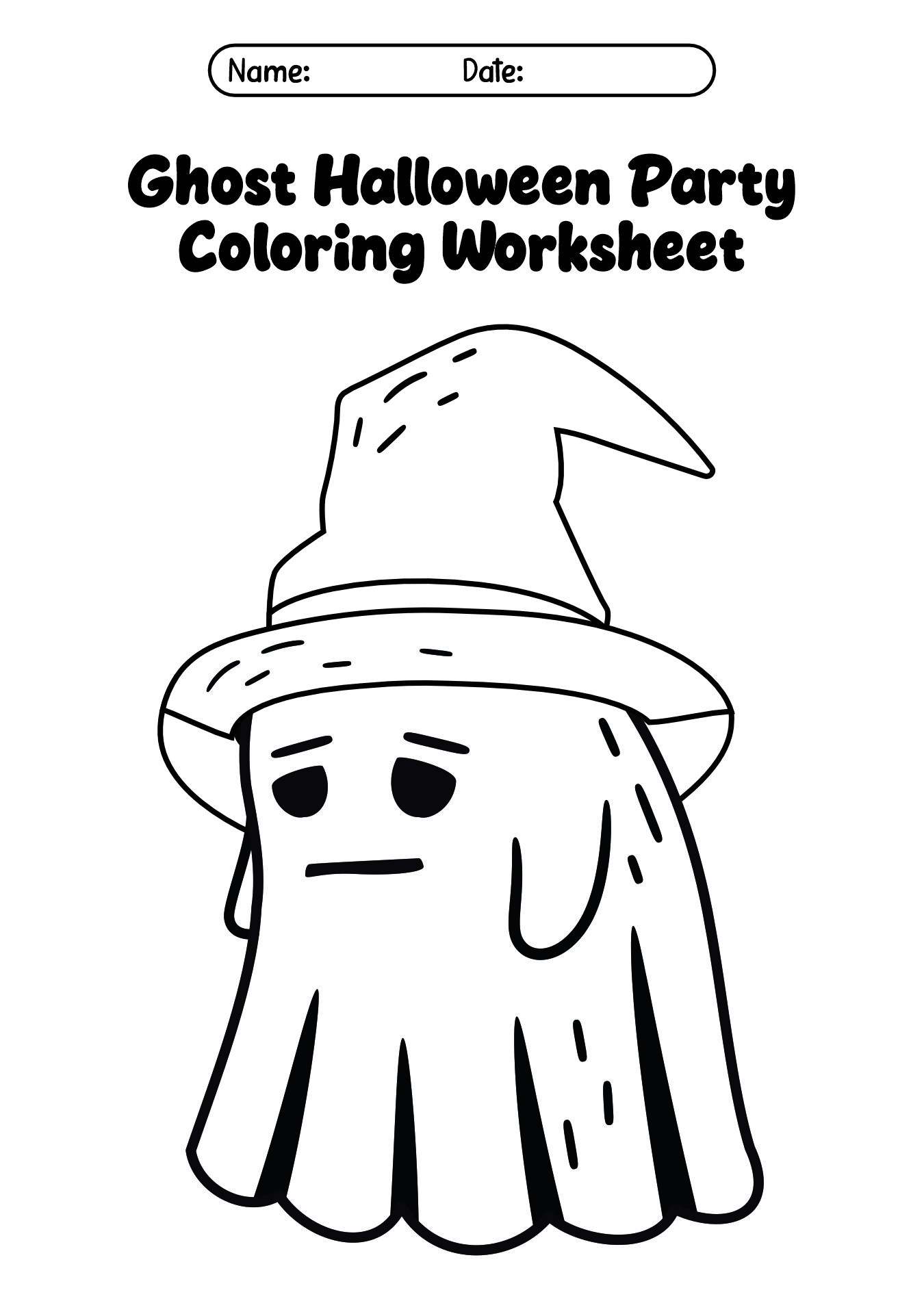Printable Ghost Halloween Party Worksheets