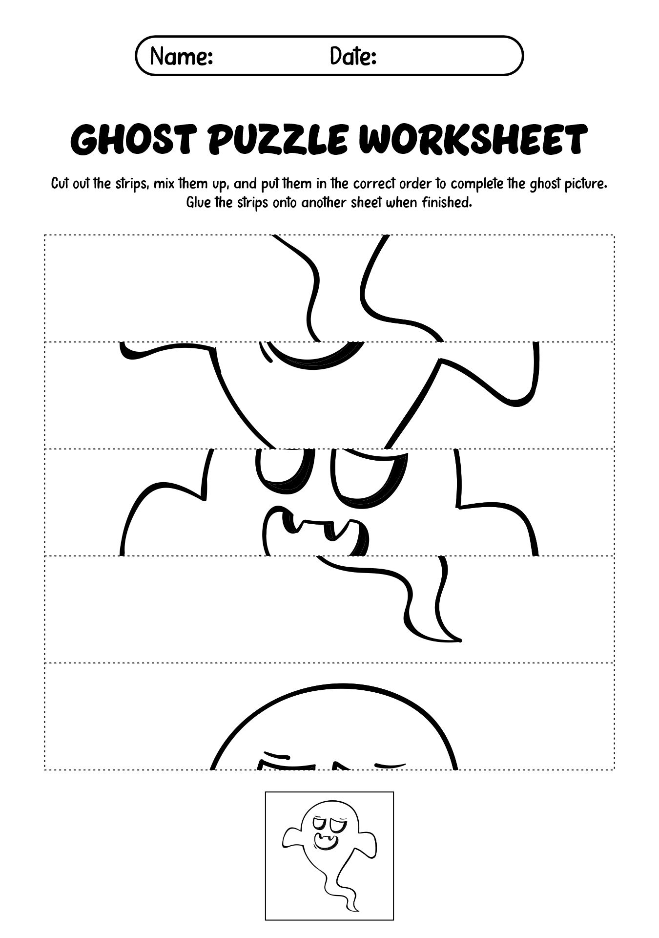 Printable Ghost Puzzle Worksheets