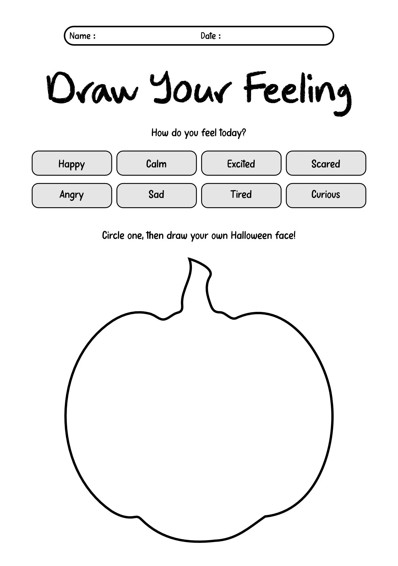 Printable Halloween Emotion Chart