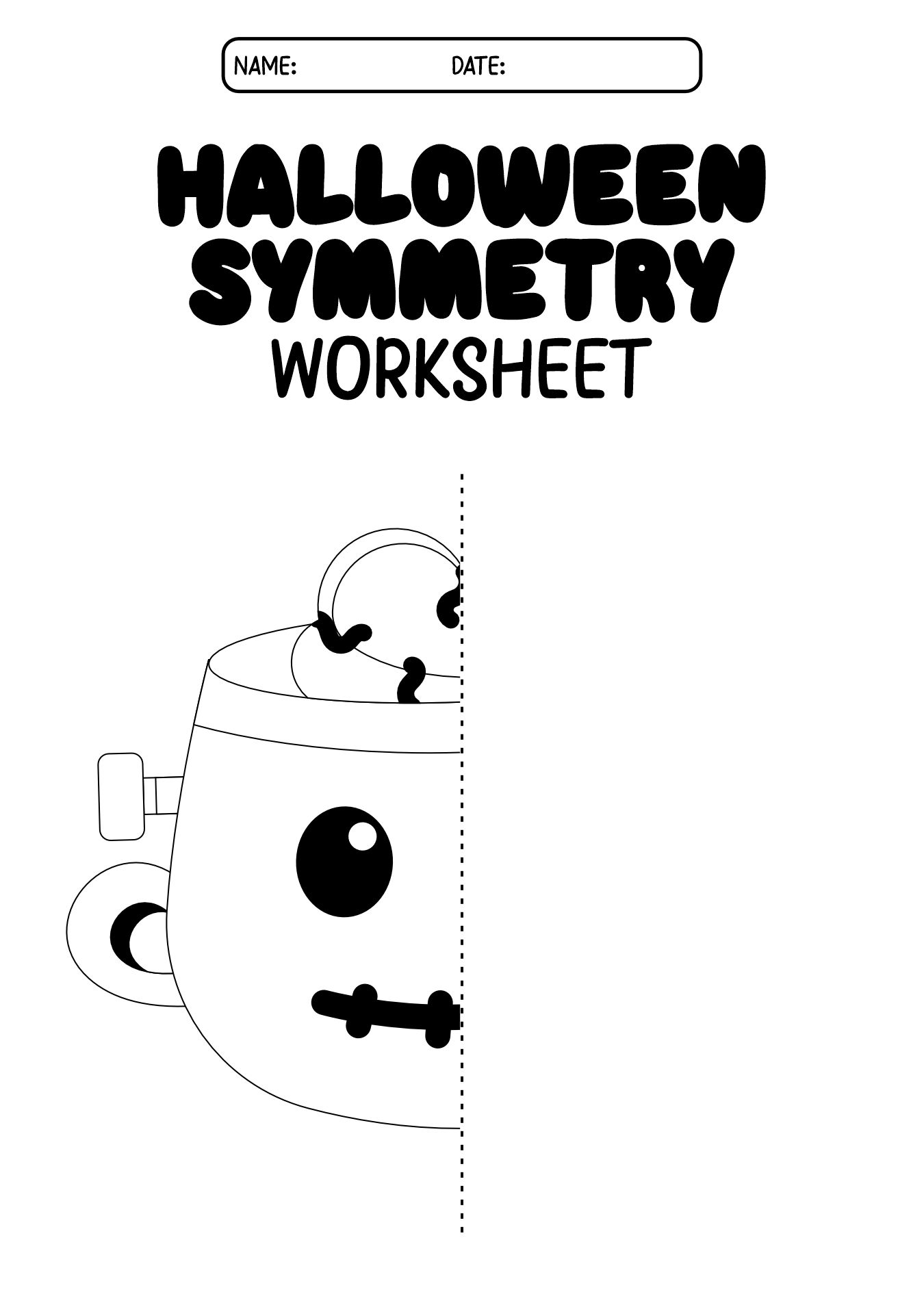 Printable Halloween Symmetry Worksheets