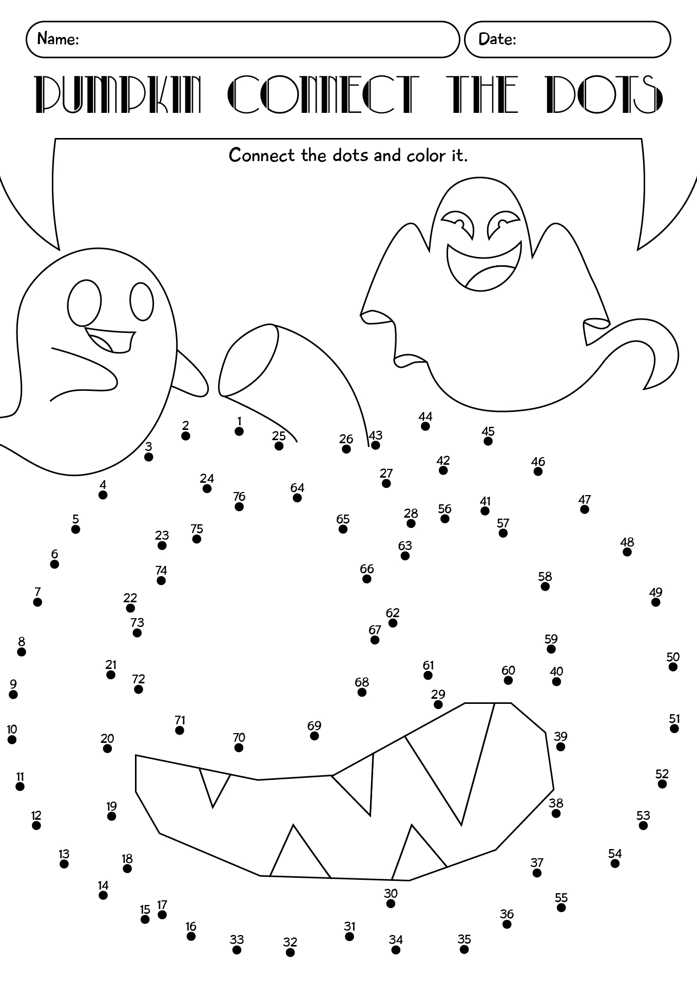 Pumpkin Connect The Dot Halloween Worksheet