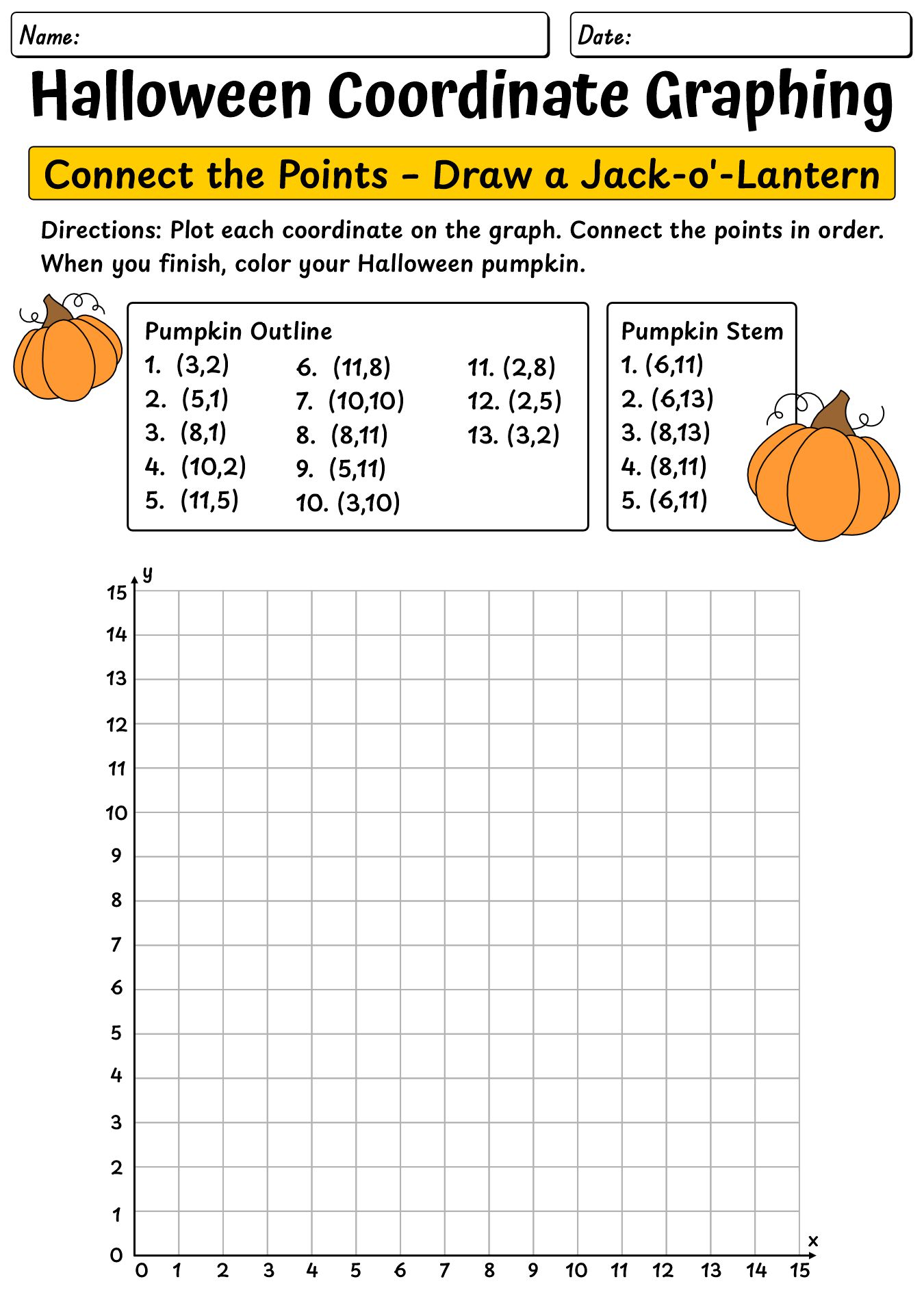 Pumpkin Graphing Math Activity Sheets