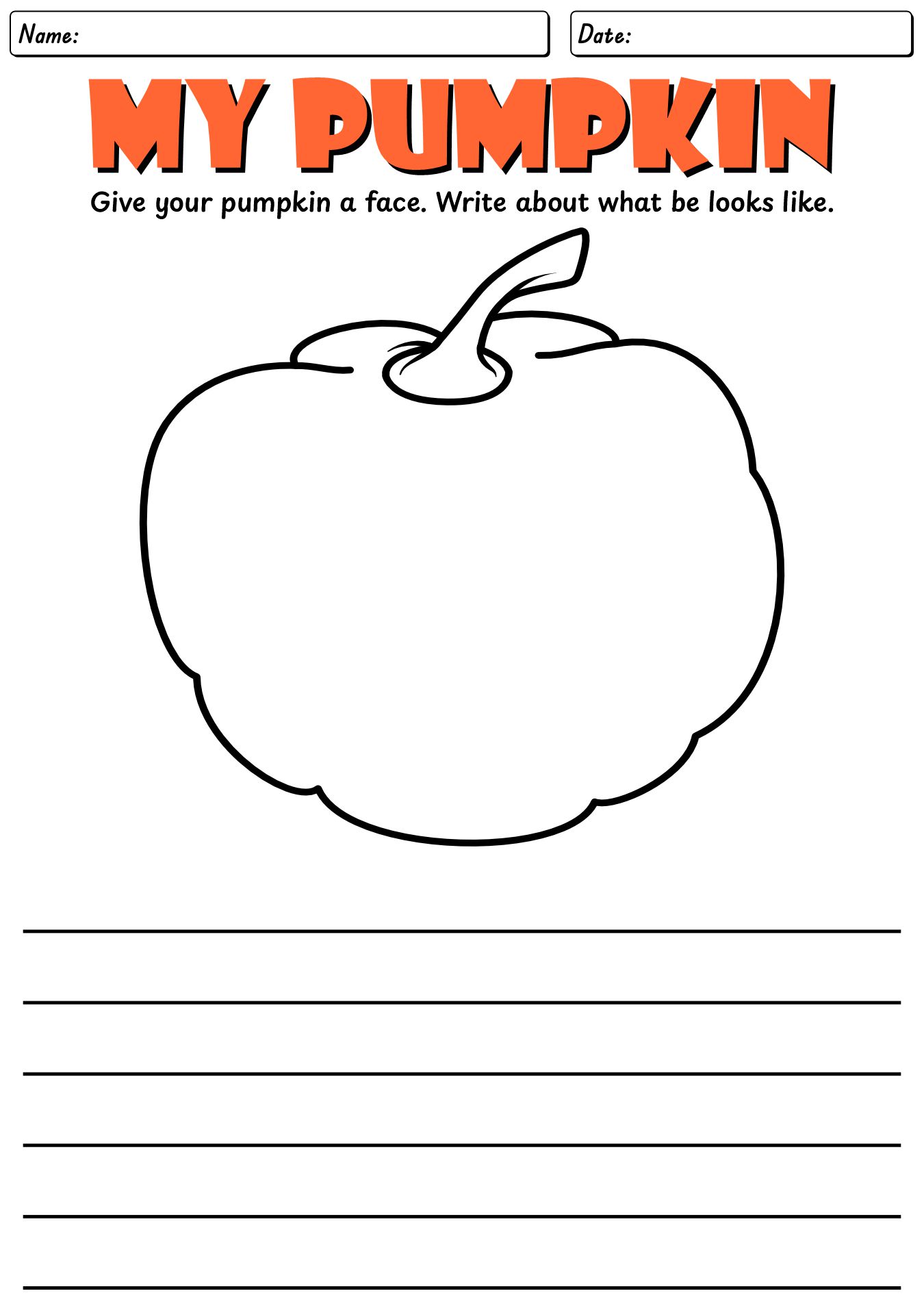 Pumpkin Halloween Writing Prompts for 2nd Graders