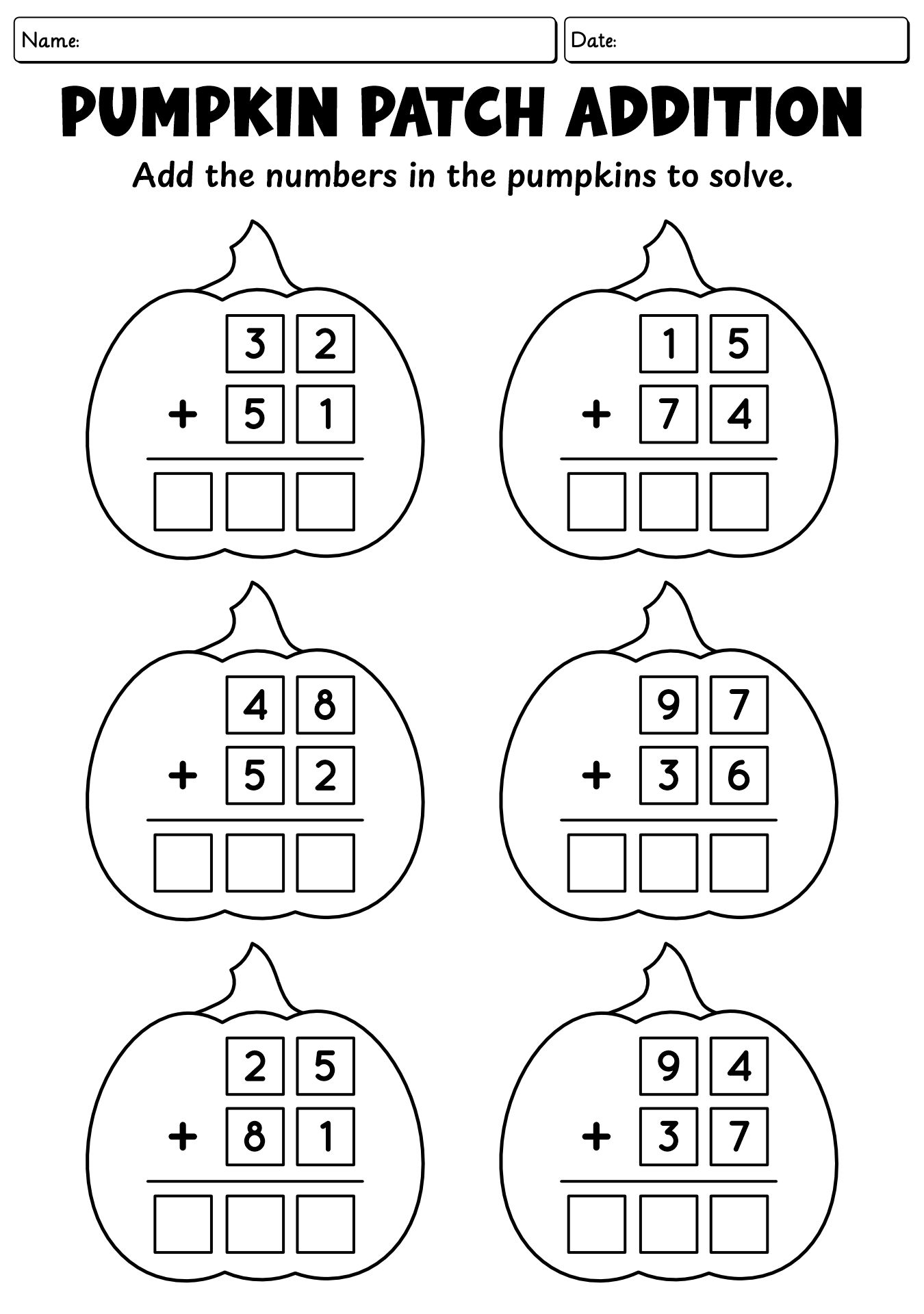 Pumpkin Math Problems for 2nd Graders