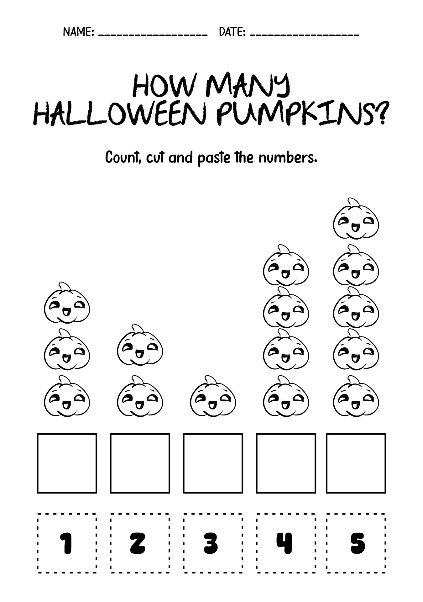 Pumpkin Math Worksheets for Preschoolers
