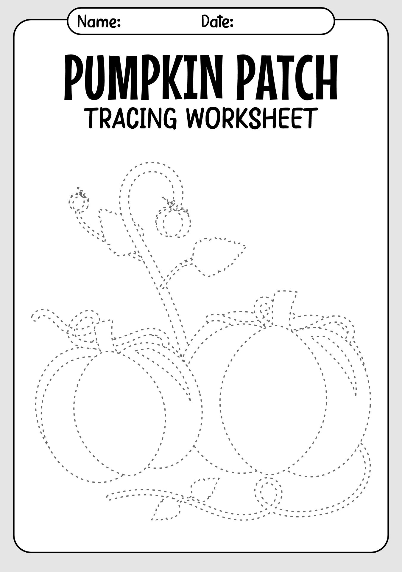Pumpkin Patch Tracing Worksheet