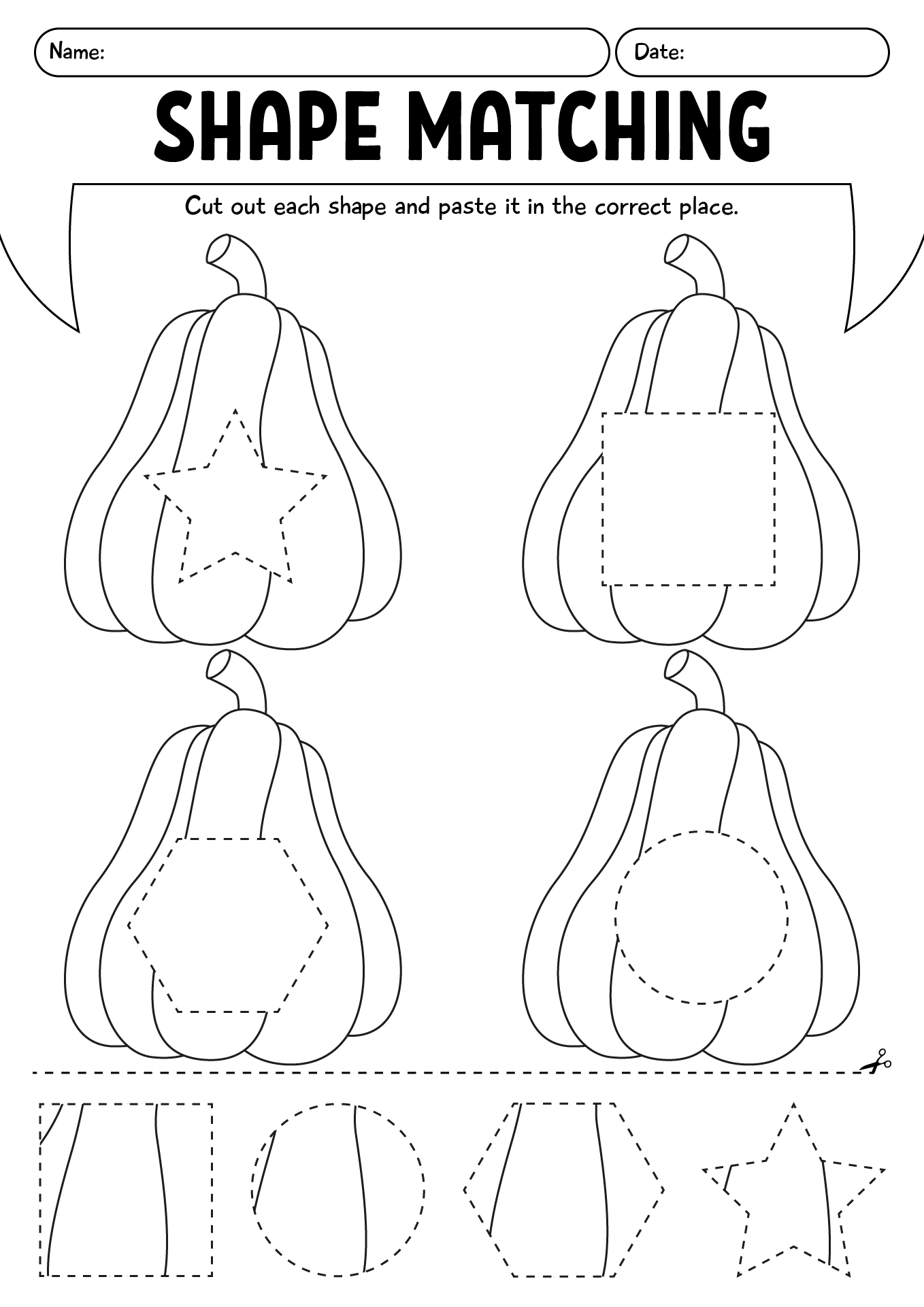 Pumpkin Shape Matching Worksheet Preschool