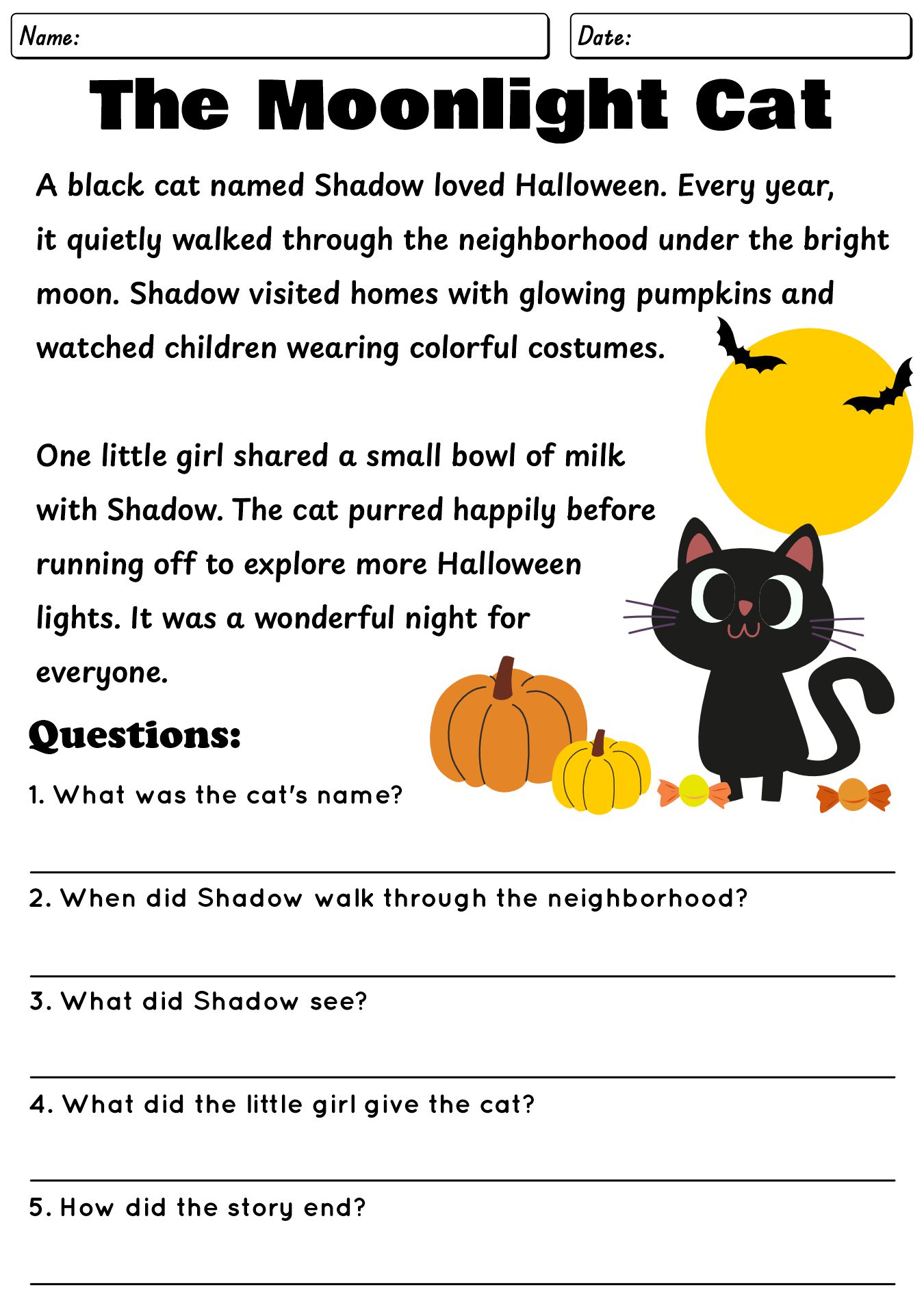Reading Comprehension Worksheet Halloween