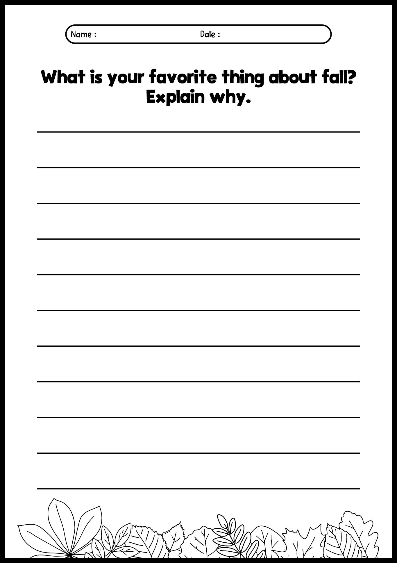 Second Grade Fall Season Writing Prompts
