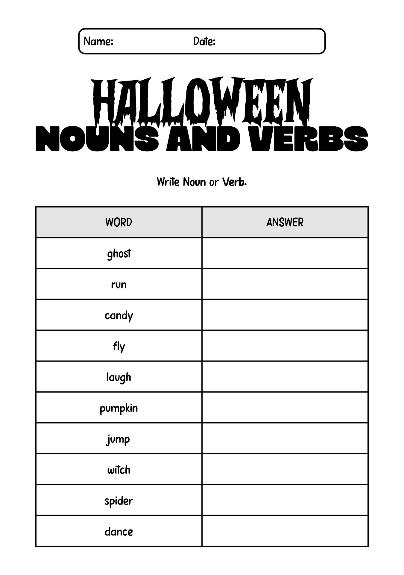 Second Grade Halloween English Worksheet