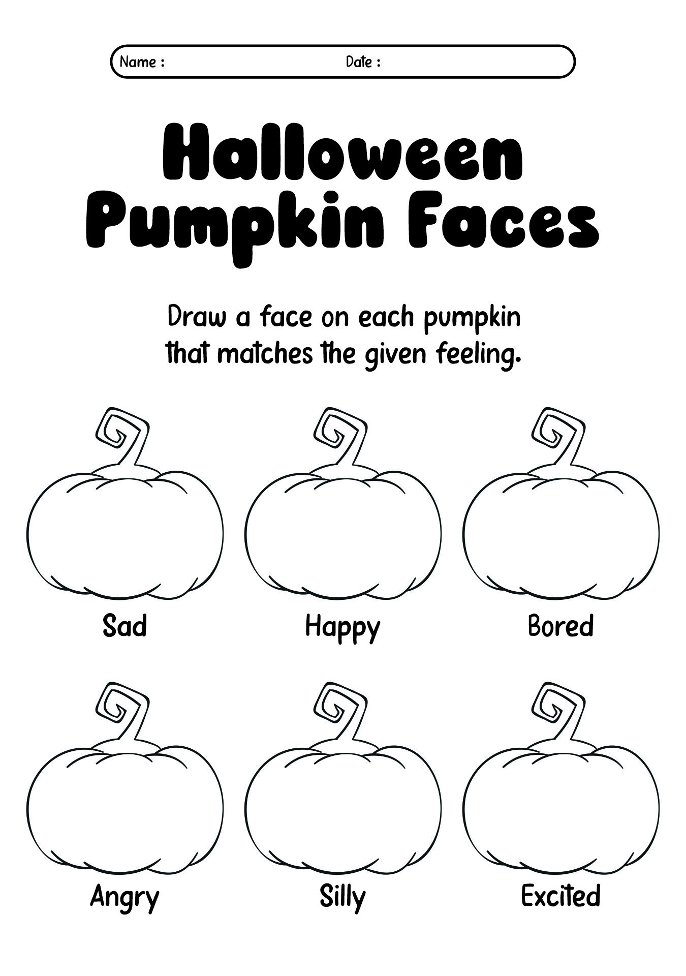 Spooky Feelings Worksheet for Kids