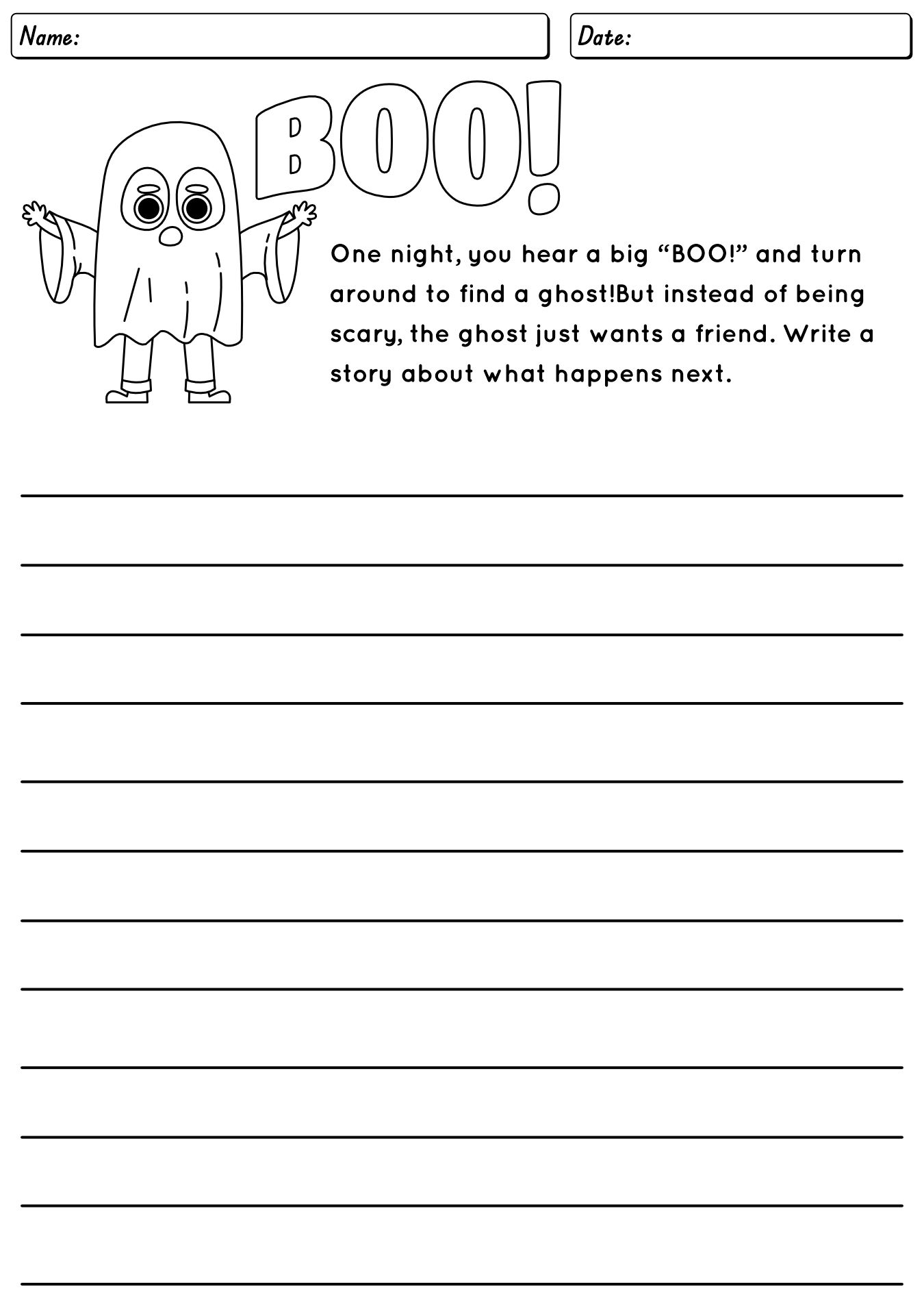Spooky Ghosts Handwriting Worksheets for 1st Grade