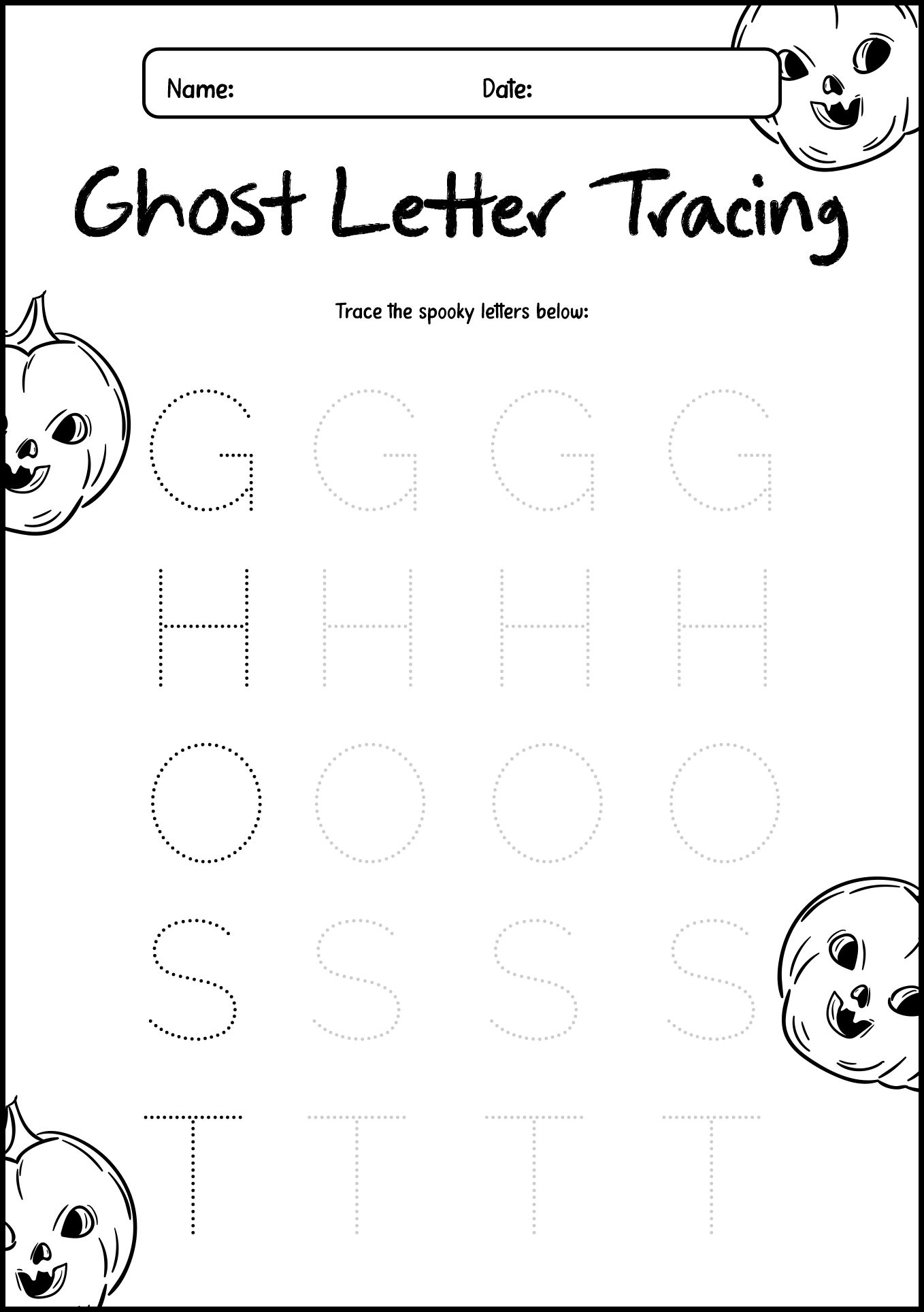 Spooky Halloween Letter Worksheets