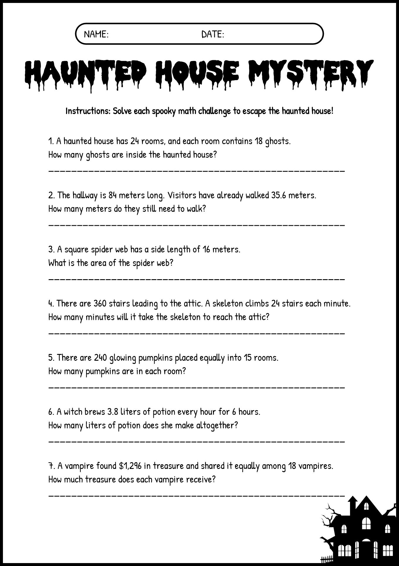 Spooky Halloween Math Challenges for Grade 6