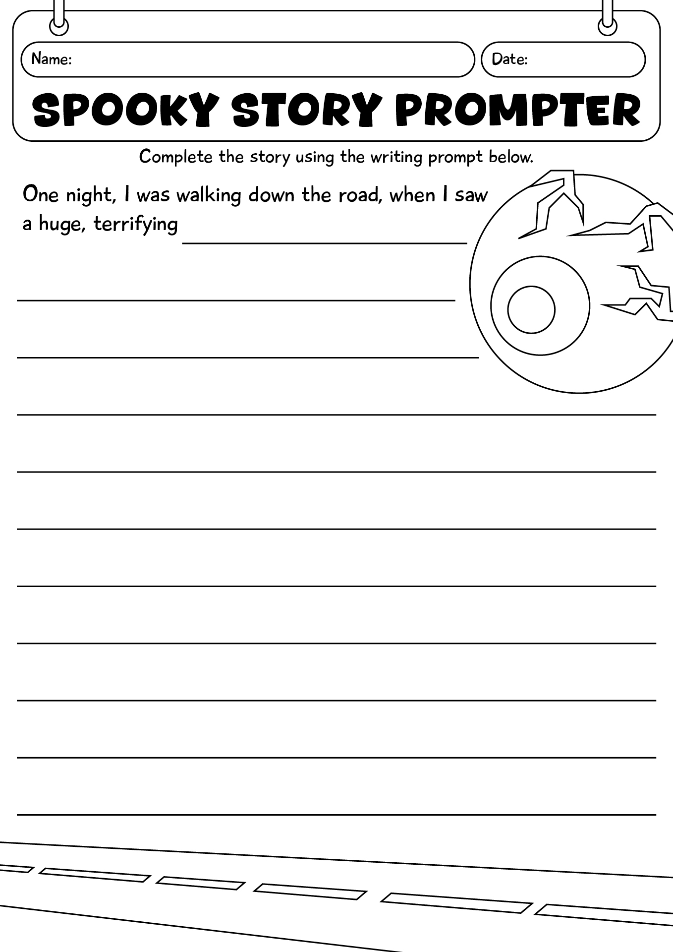 Spooky Story Prompter Worksheet