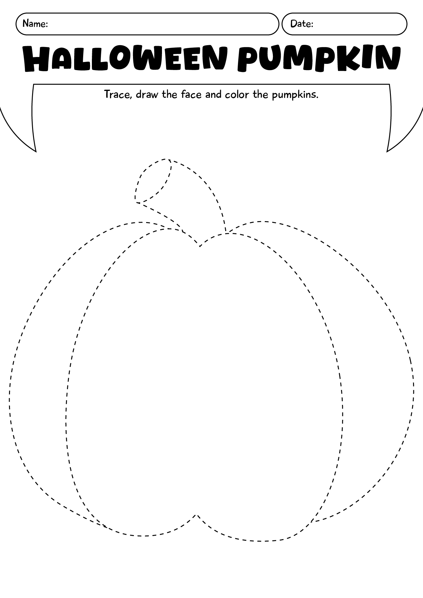 Trace The Halloween Pumpkin Worksheet For Preschool
