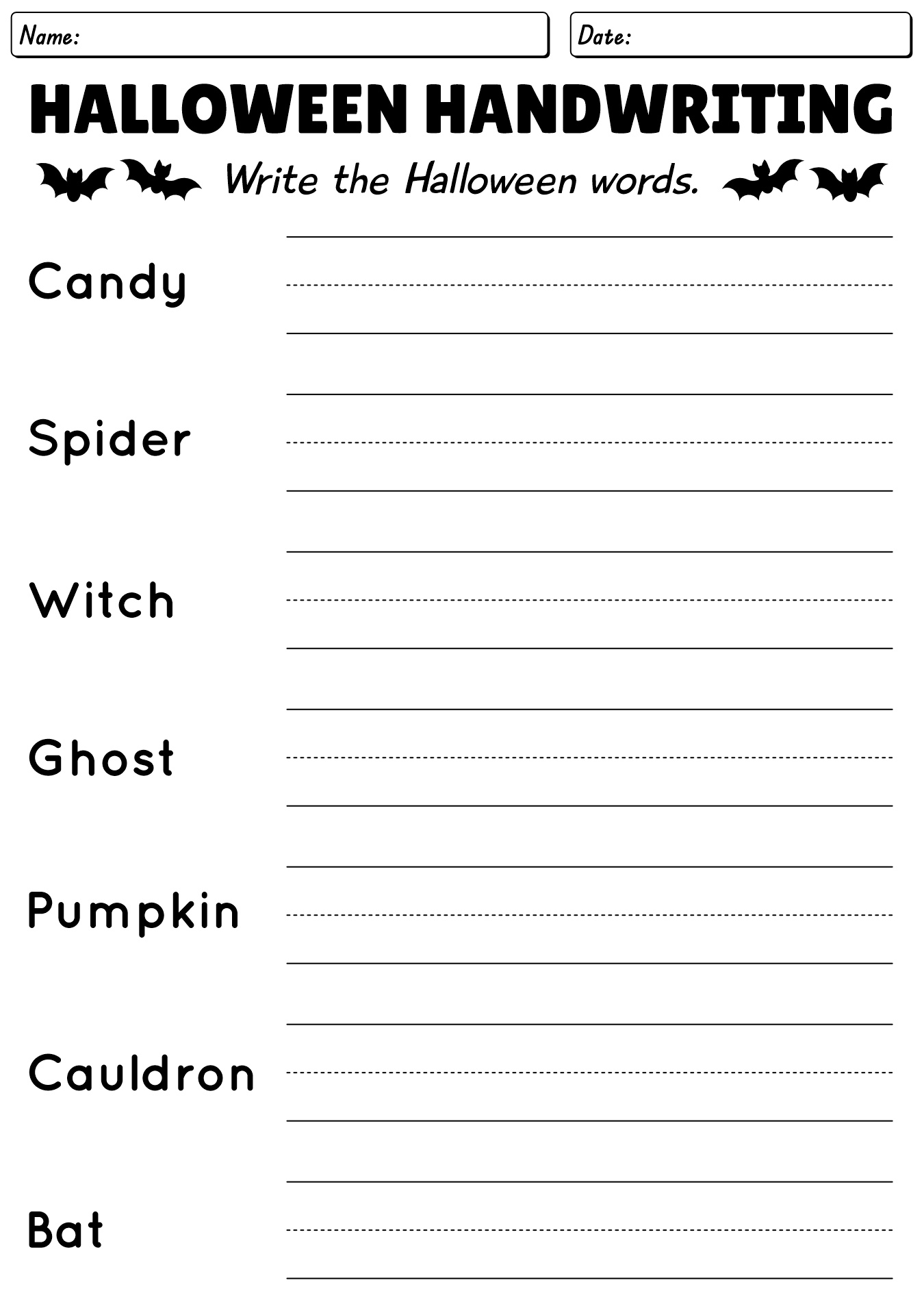 Worksheets Halloween Handwriting Printable