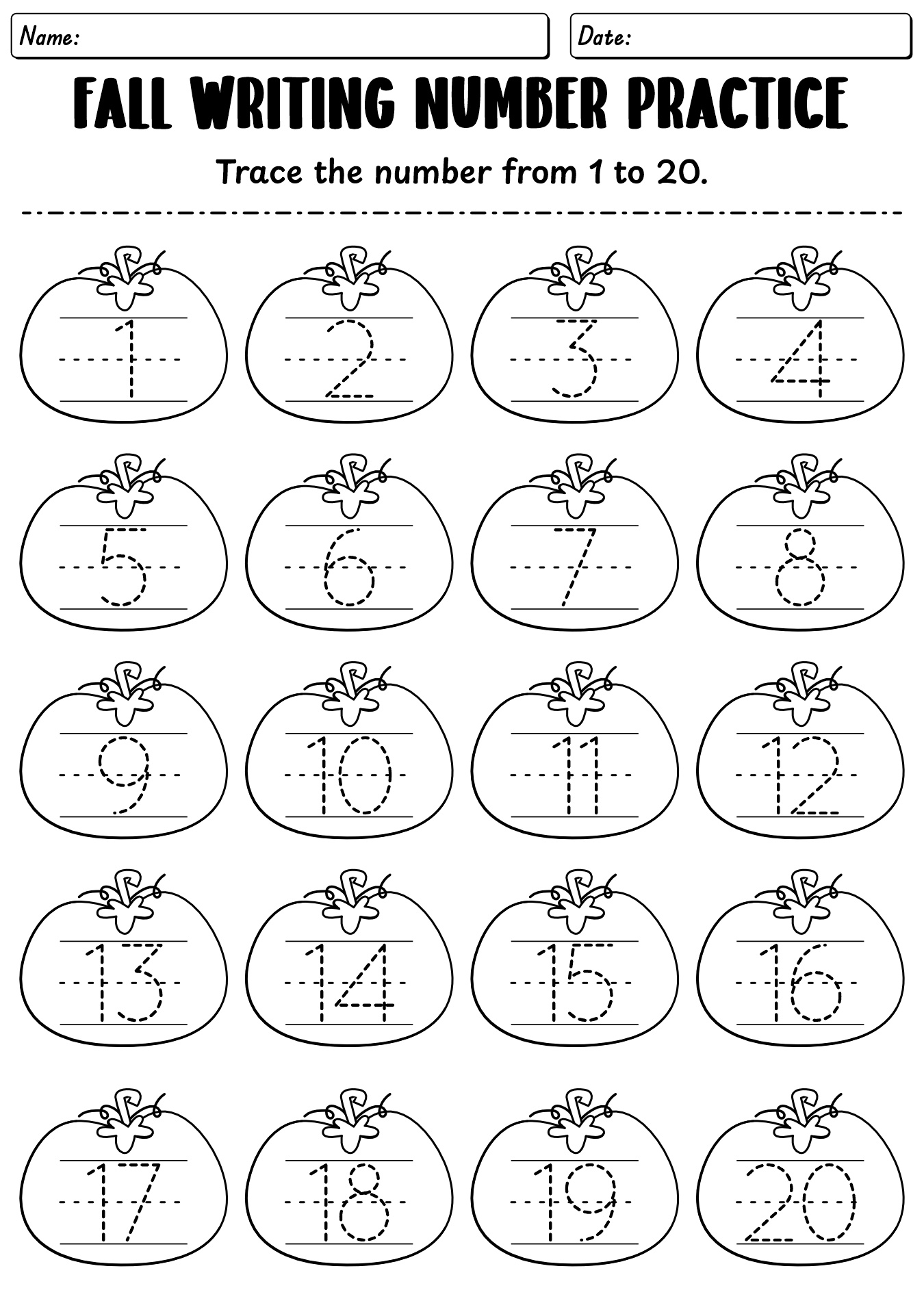 Writing Number Practice Worksheet
