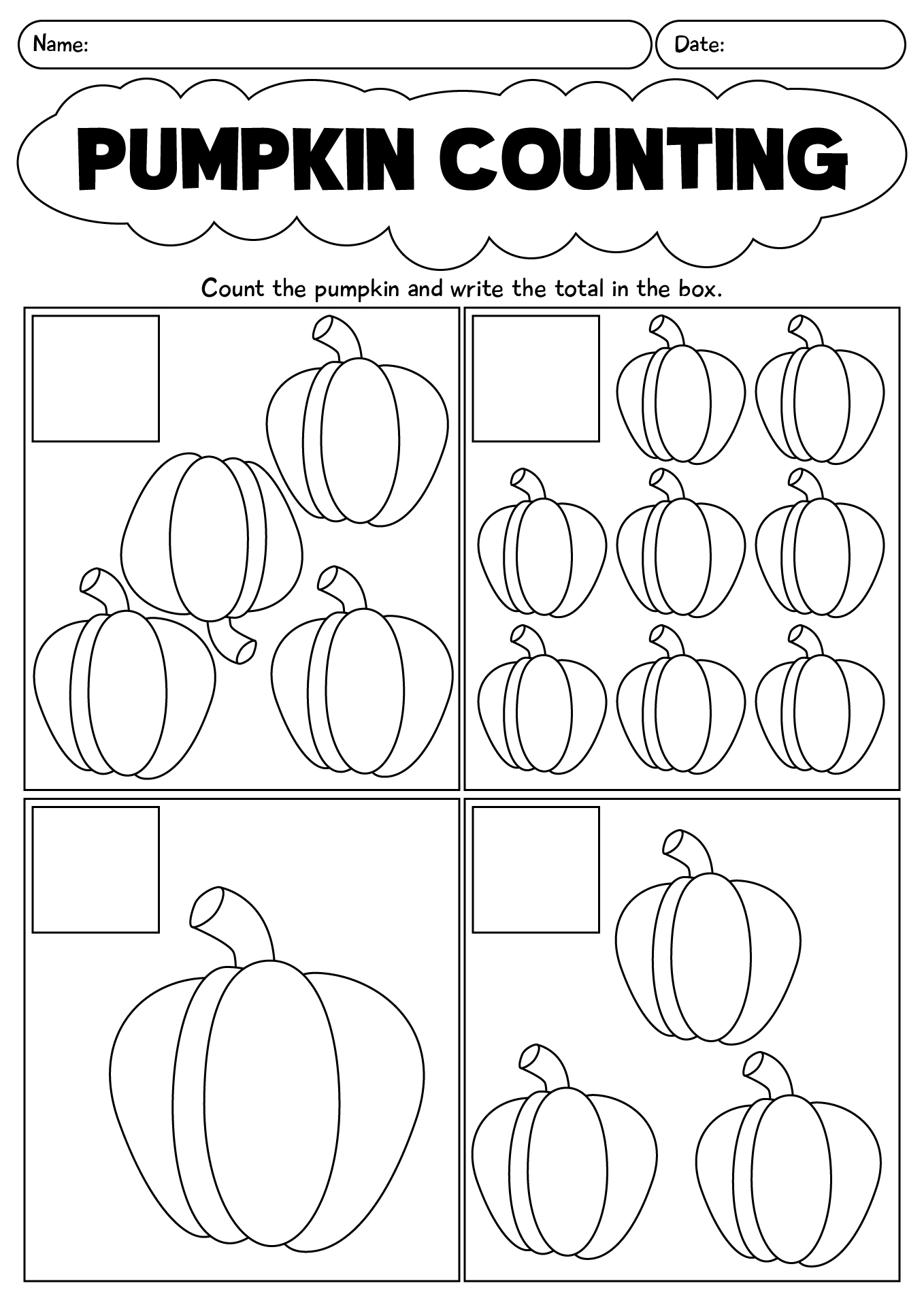 2nd Grade Pumpkin Counting Worksheet