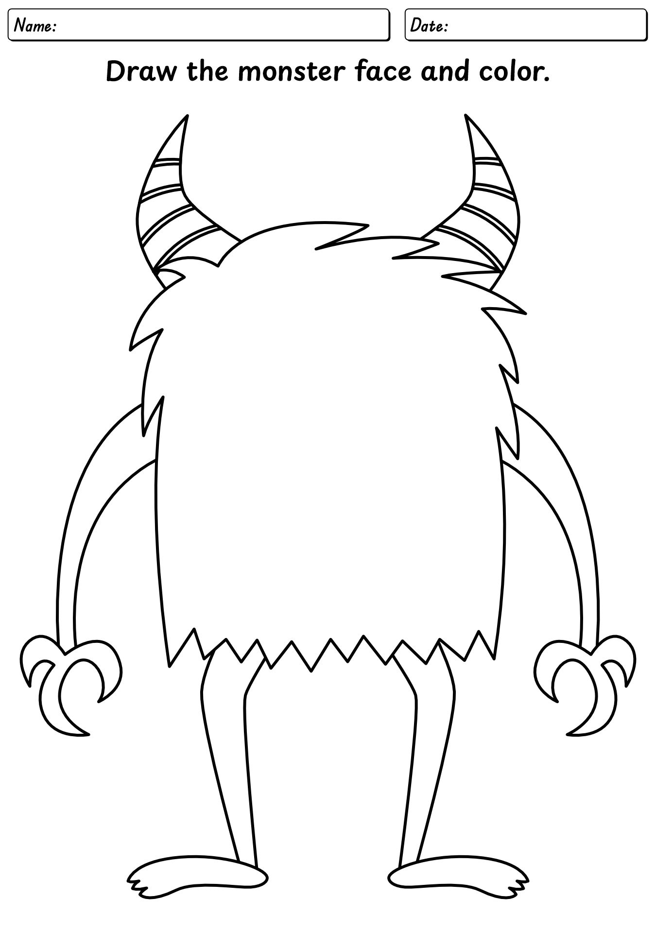 Add The Monster Face Worksheet
