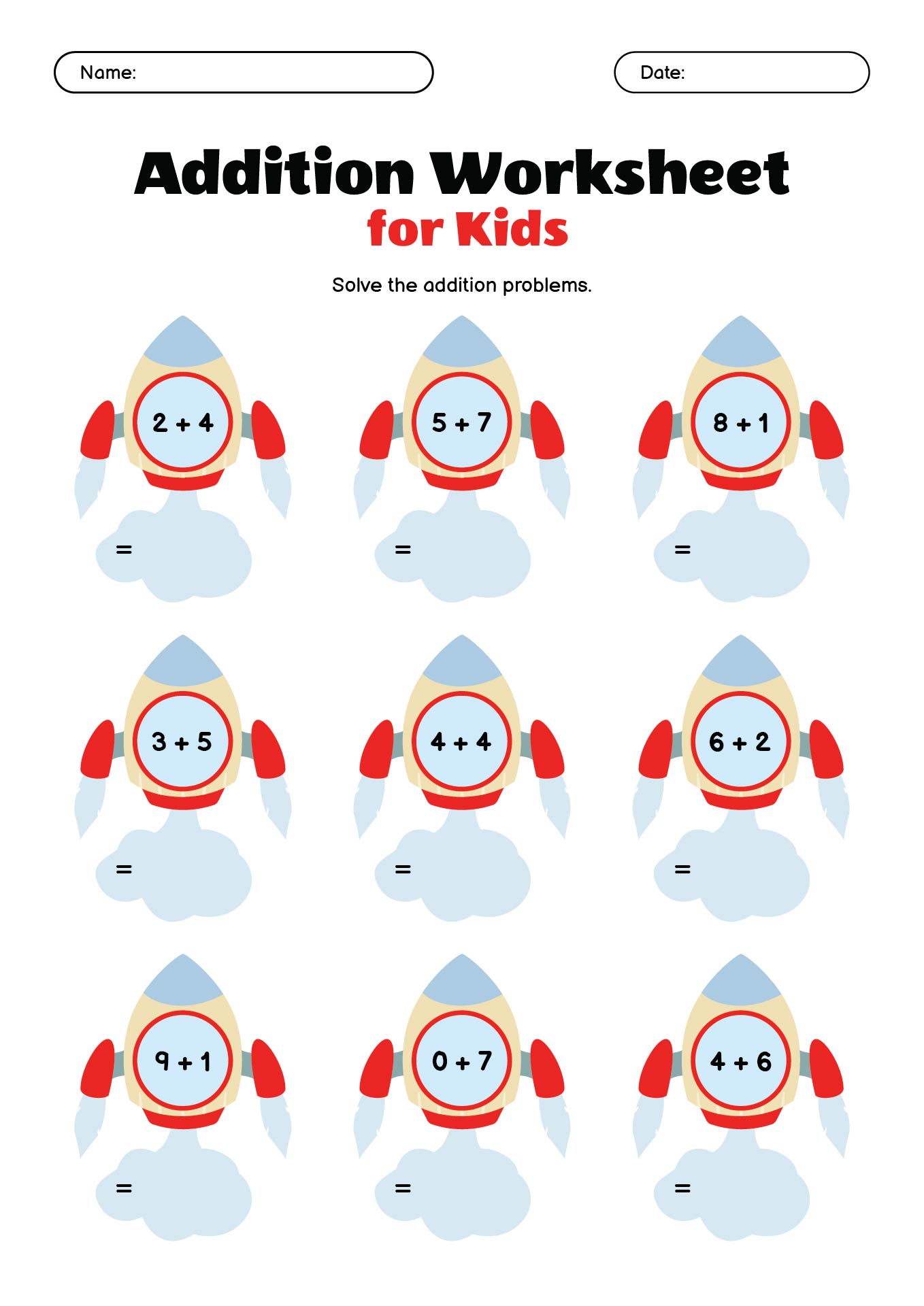 Addition Worksheet For Kids