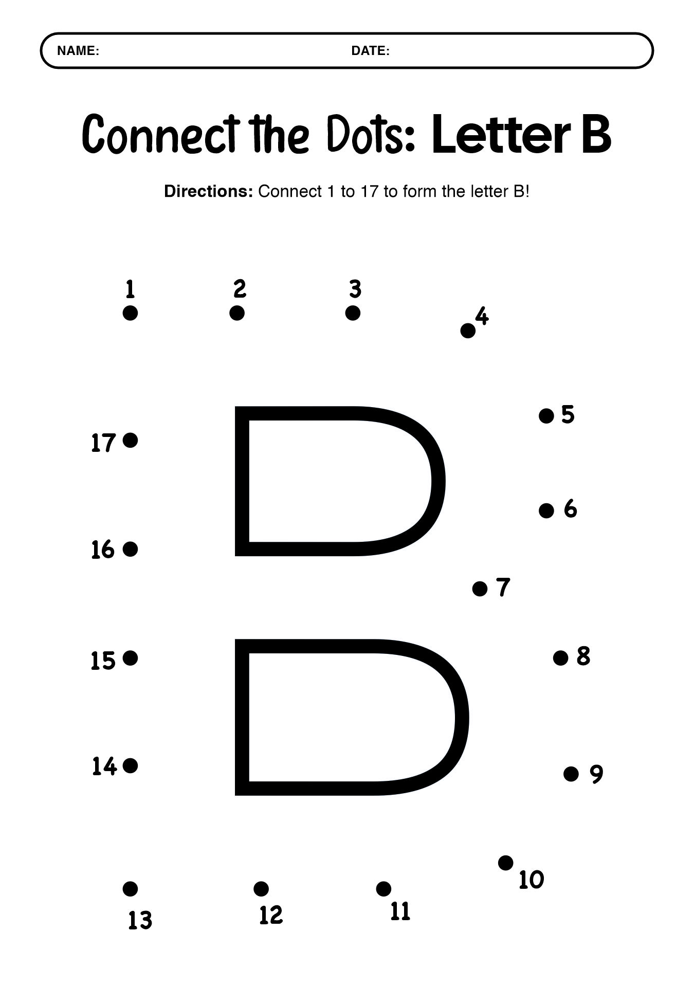 Alphabet Connect the Dots Worksheets for Kindergarten