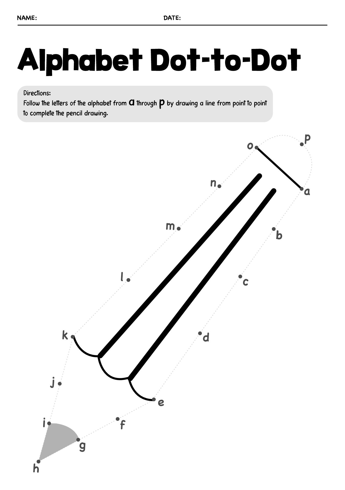 Alphabetical Order Dot to Dot Worksheets for Kids