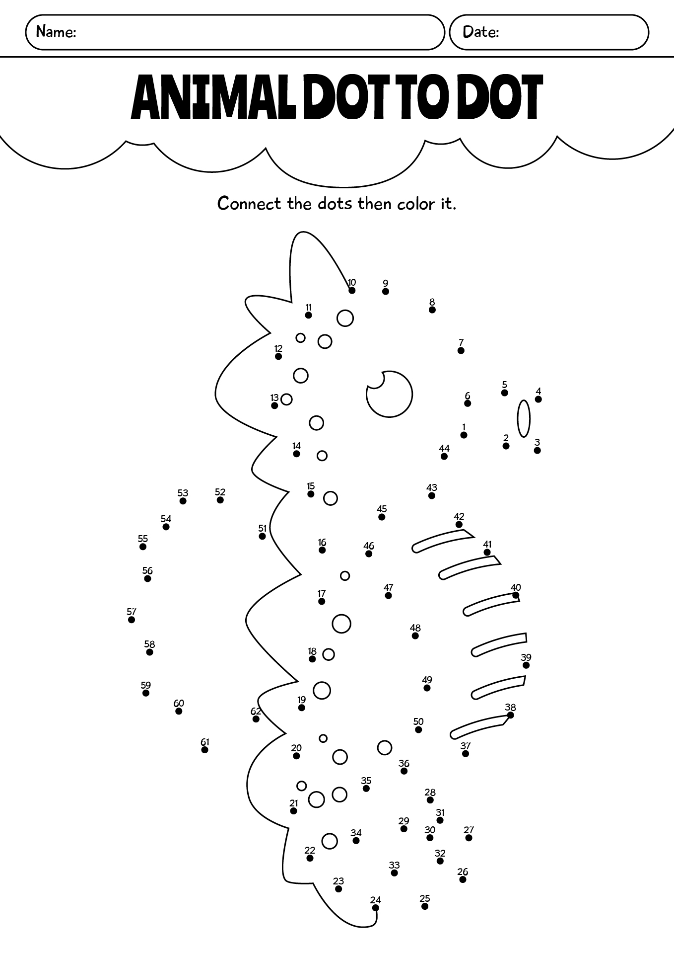Animal Connect The Dots Worksheet