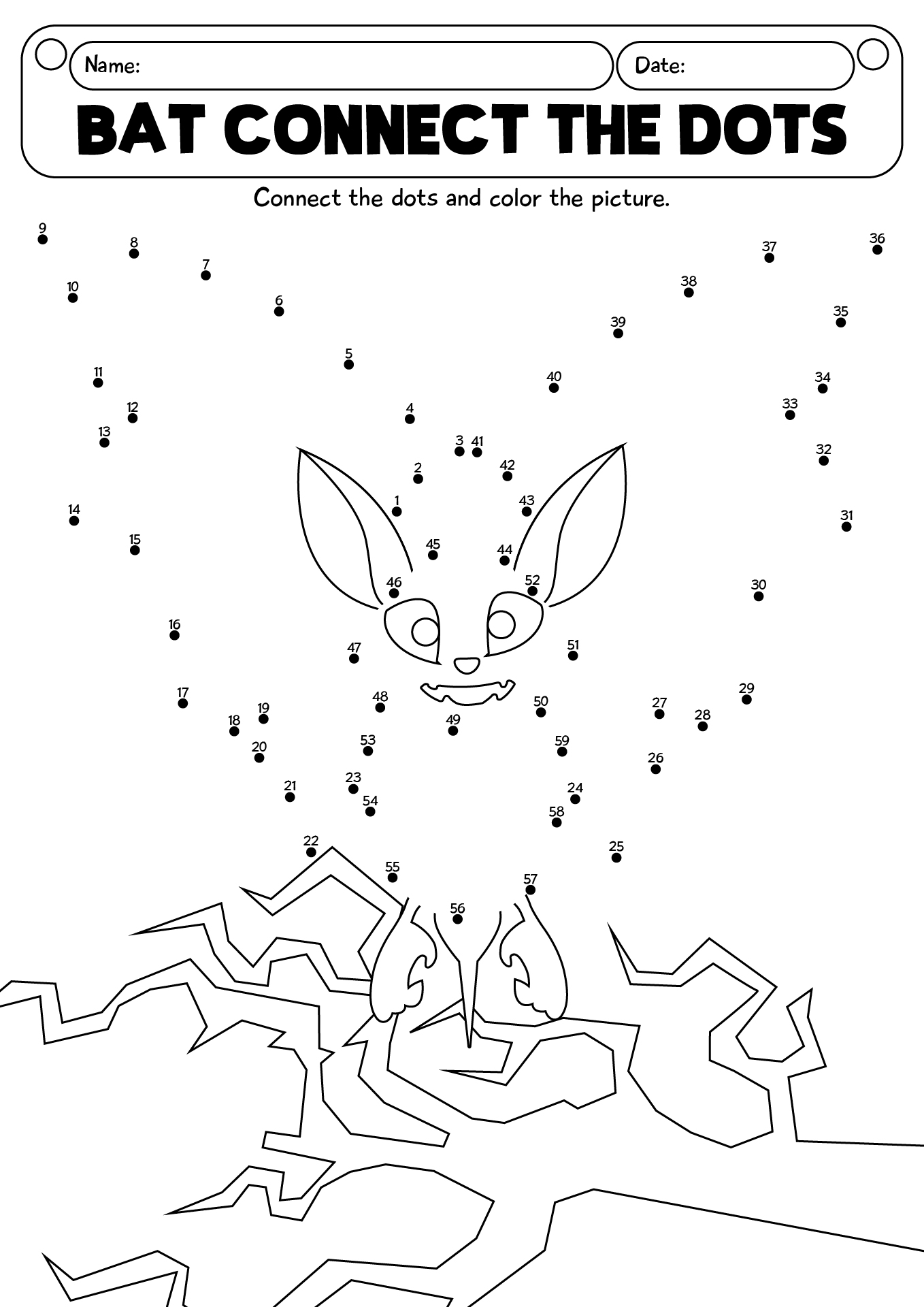 Bats Connect The Dots Worksheet