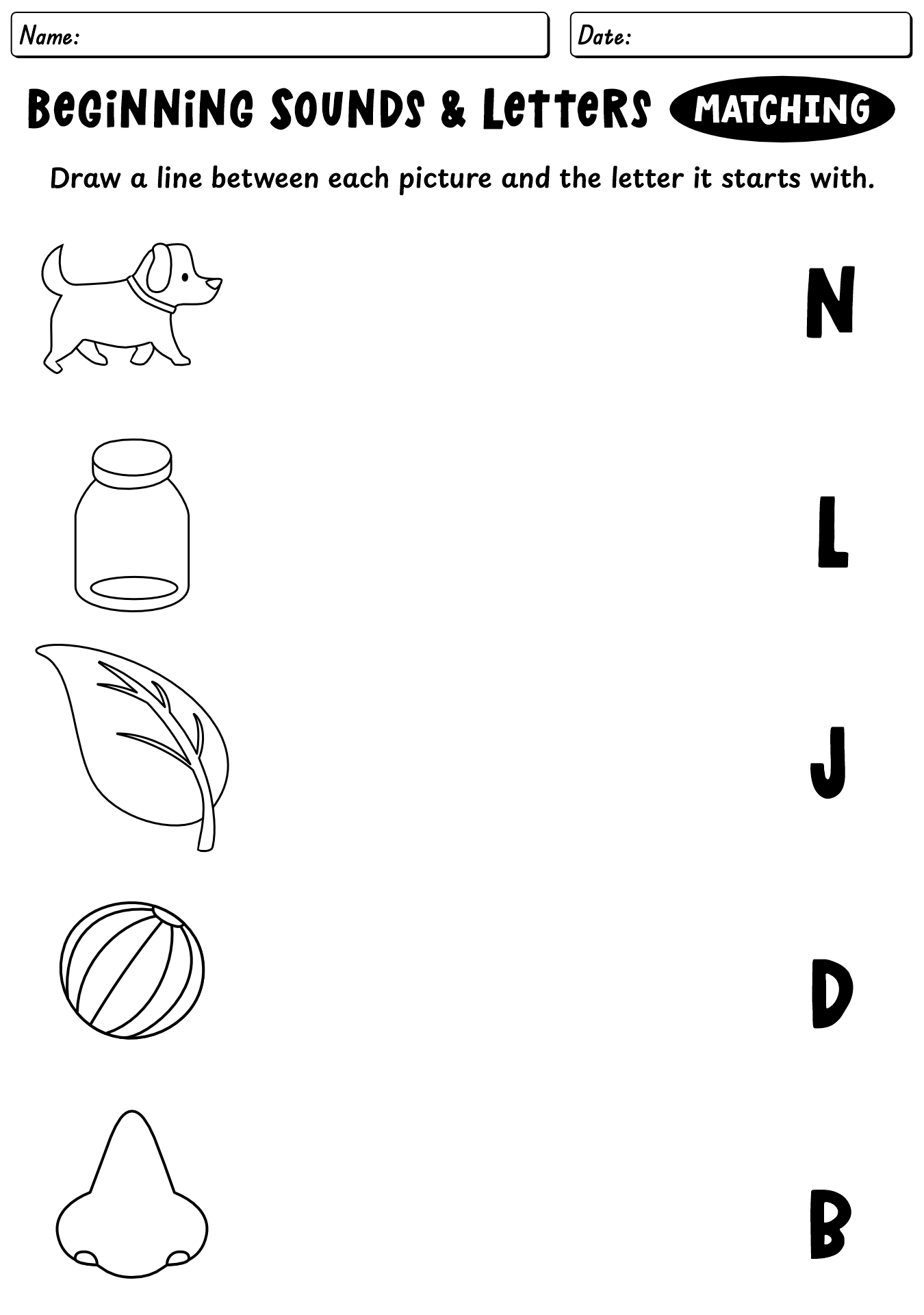 Beginning Sound Matching Worksheet