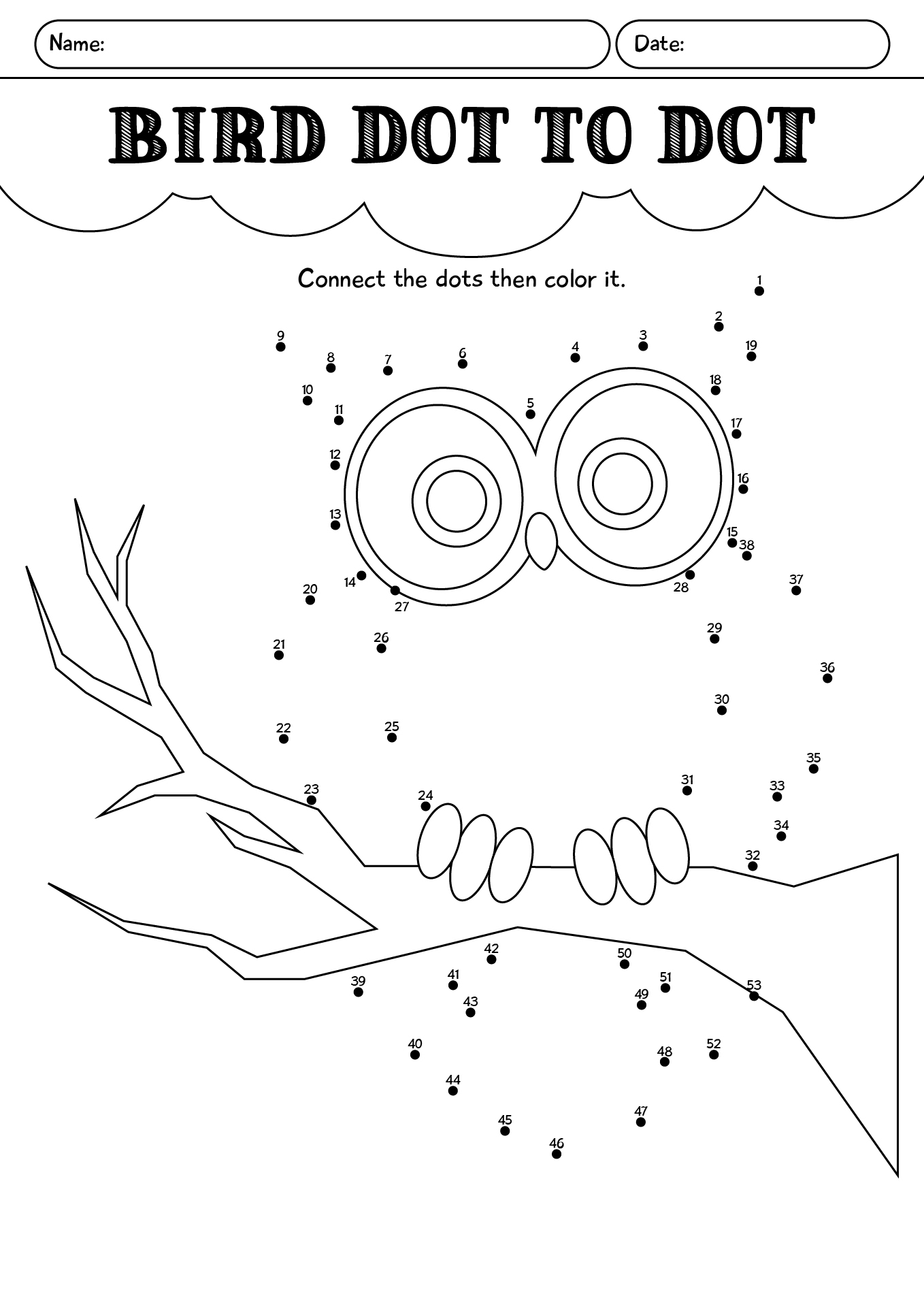 Bird Dot To Dot Worksheet For Preschool