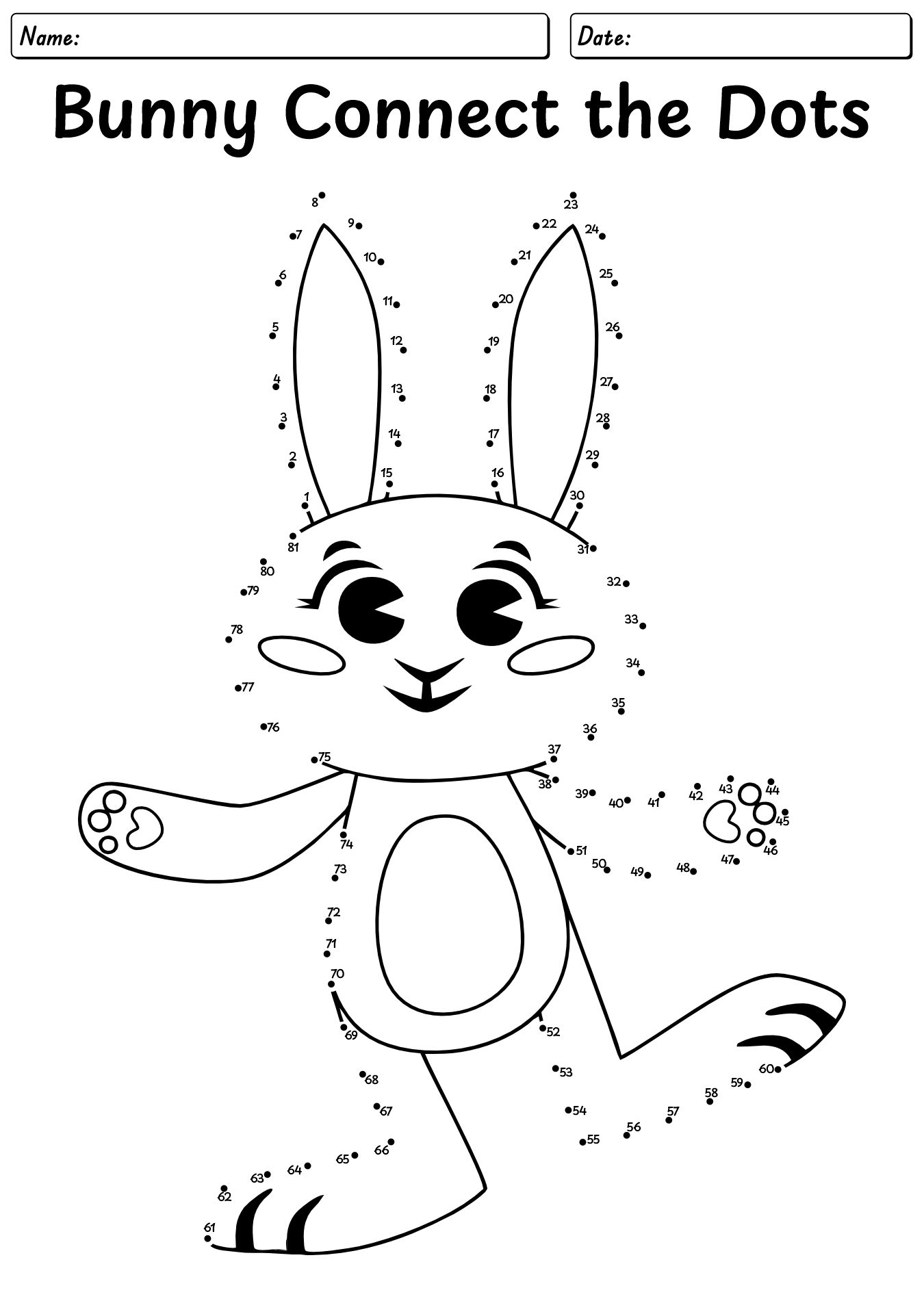 Bunny Connect The Dot Worksheet For Kids