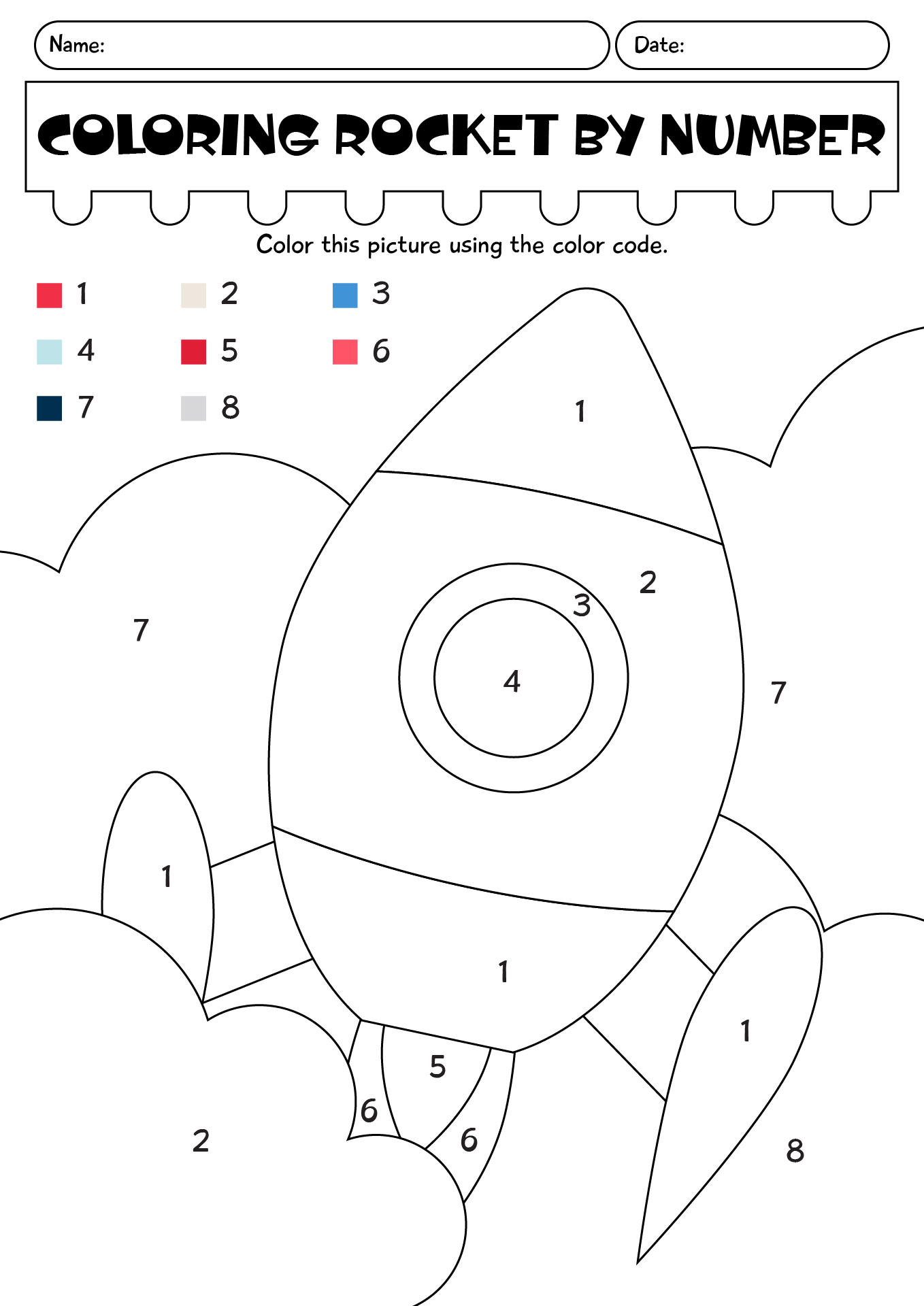 Coloring Rocket By Number Worksheet