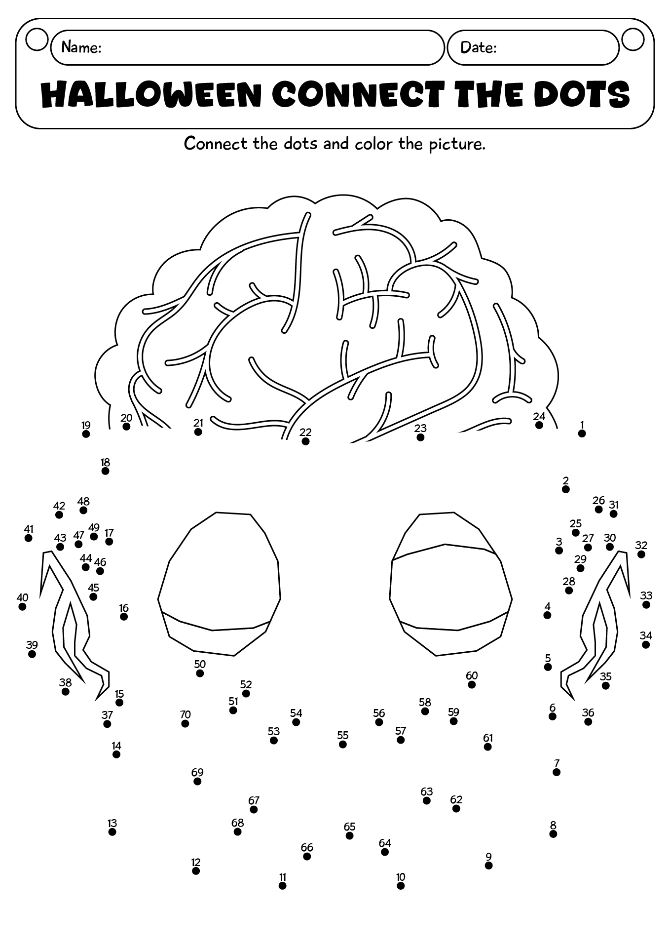 Connect The Dots For Halloween Worksheet
