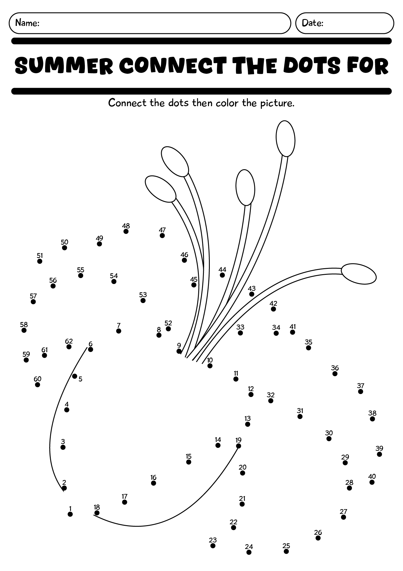 Connect The Dots For Summer Activity