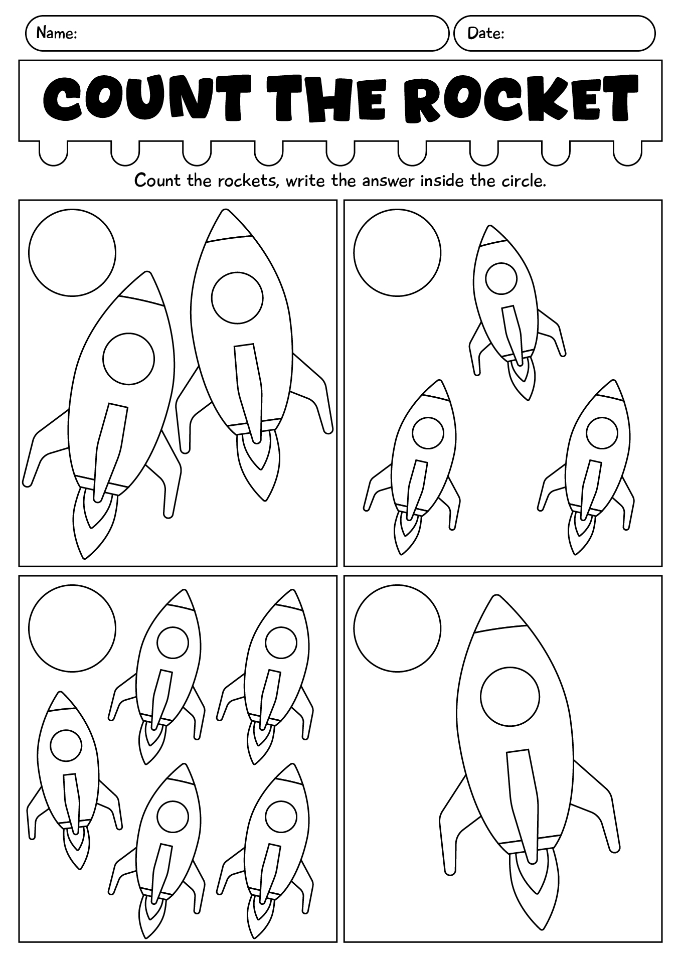 Count The Rocket Worksheet For Kids