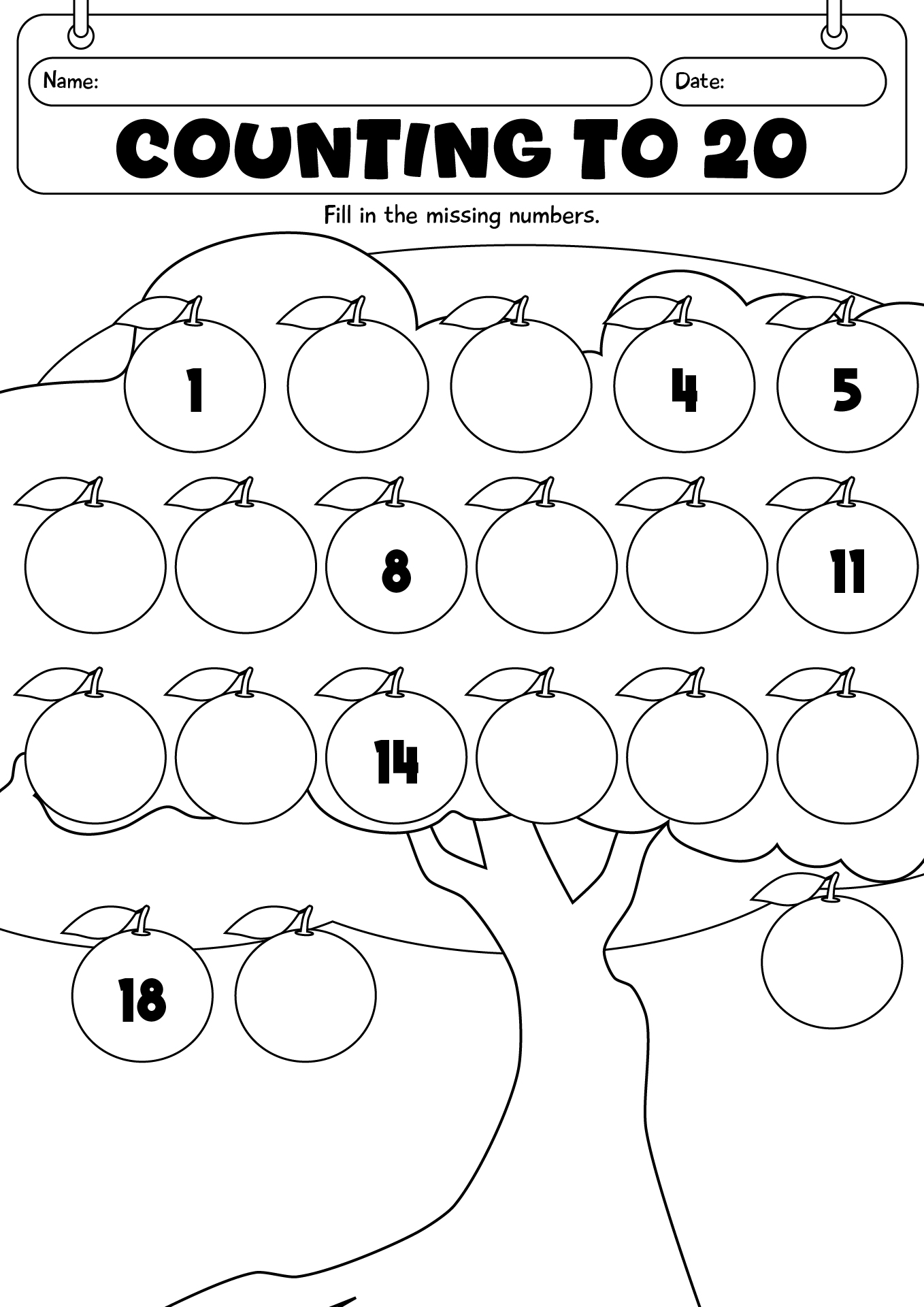 Counting To 20 Worksheet For Kindergarten
